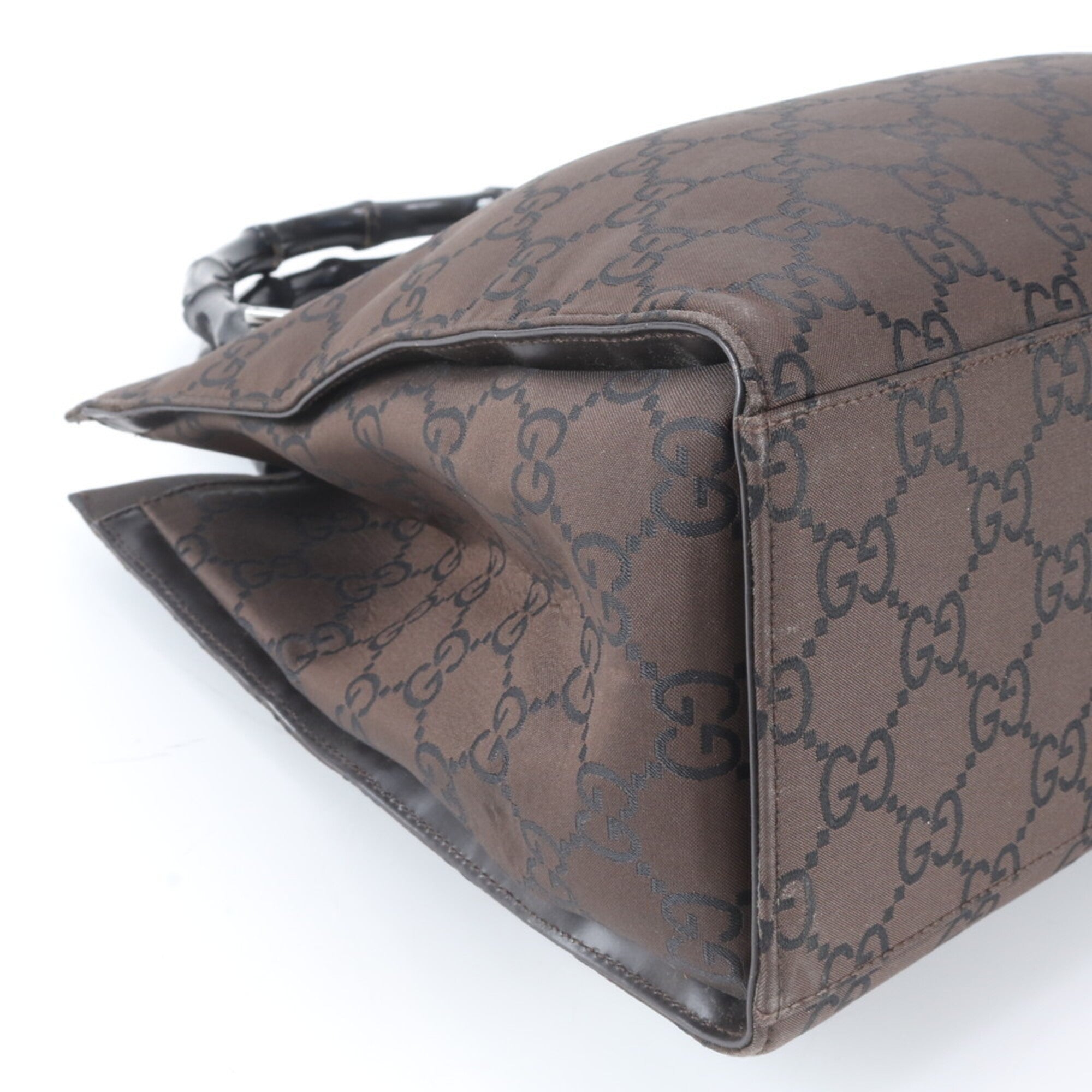 Gucci Bamboo Black Brown Bamboo Handbag Shoulder Bag Tote Bag (Pre-Owned)