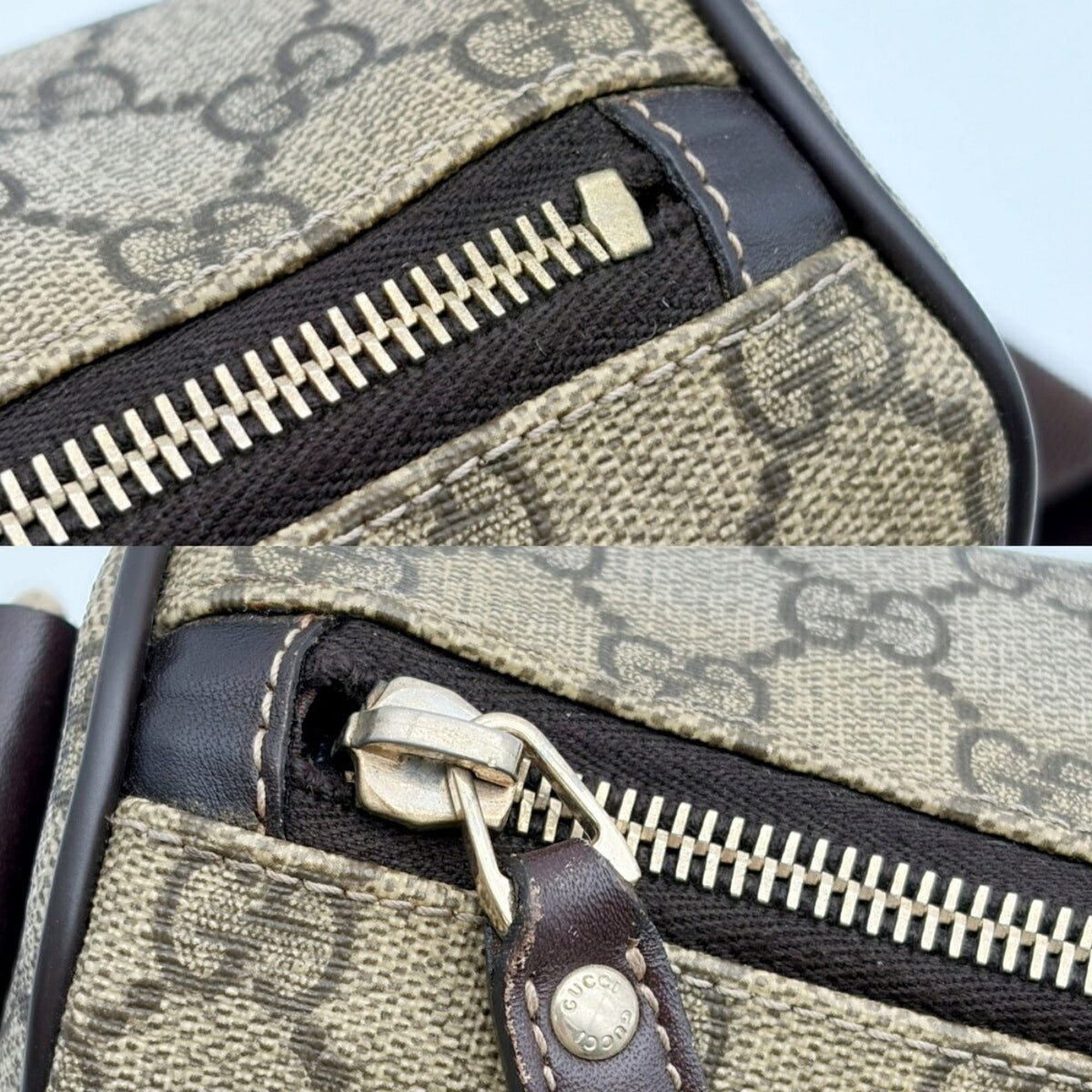 Gucci Beige Dark Brown Pvc Leather Shoulder Bag (Pre-Owned)
