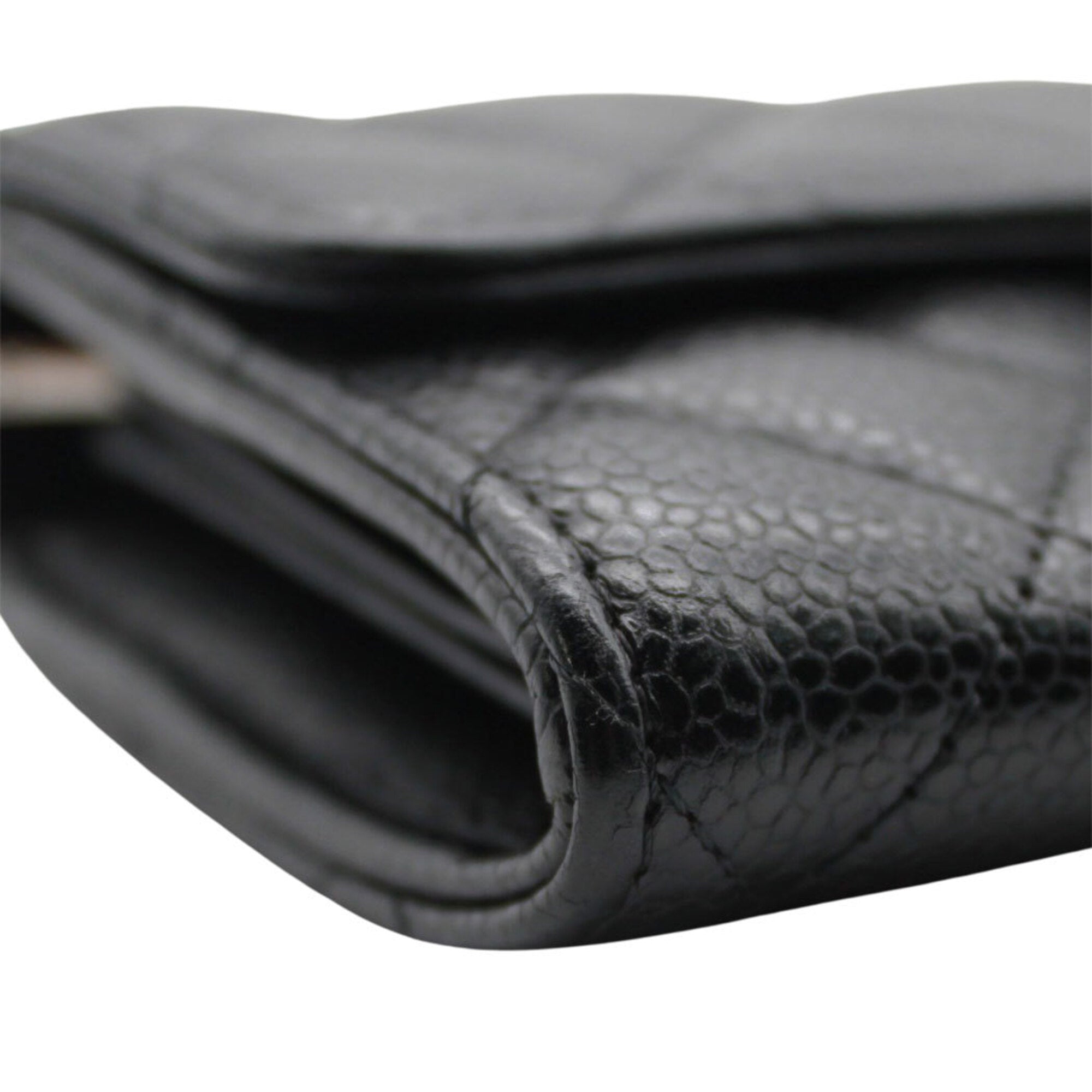 Chanel Matelasse Black Grained Calfskin Long Wallet (Bi-Fold) (Pre-Owned)