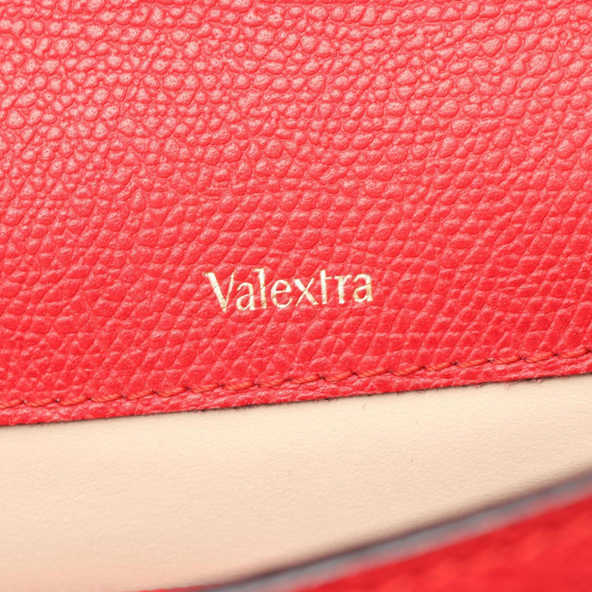 Valextra Red Color Leather Handbag Shoulder Bag (Pre-Owned)