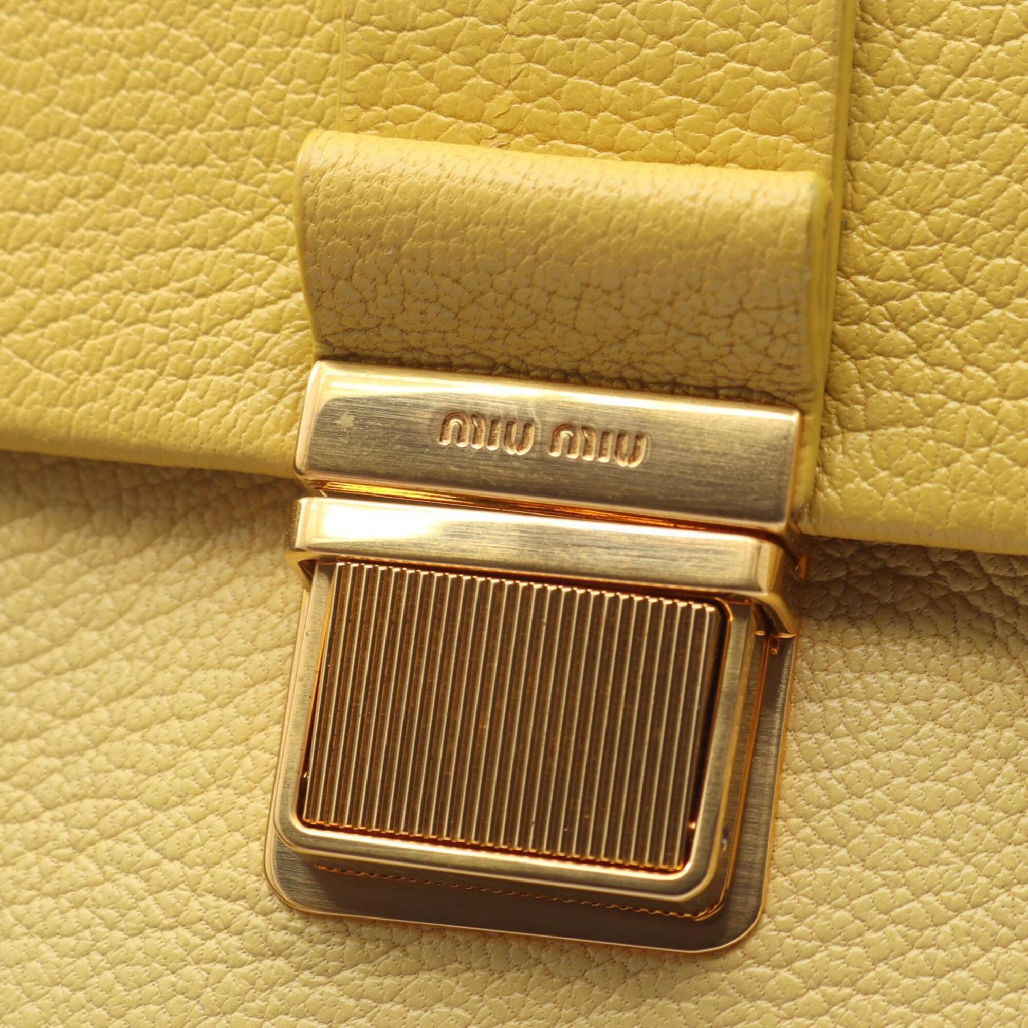 Miu Miu White Yellow Leather Handbag Shoulder Bag (Pre-Owned)