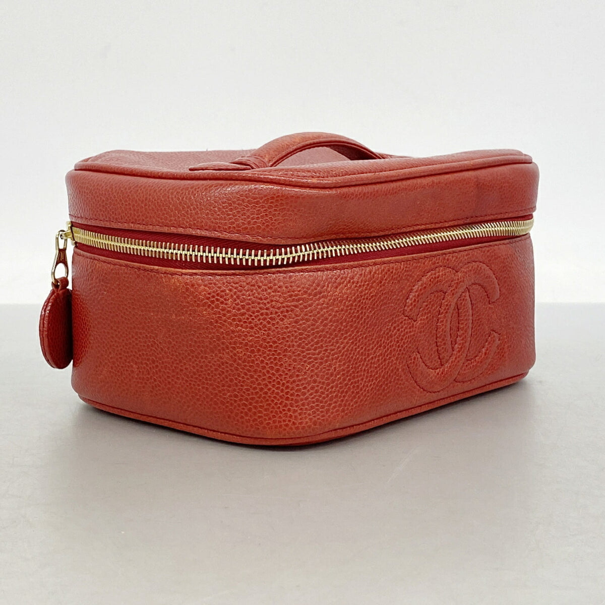 Chanel Red Color Grained Calfskin Vanity Bag (Pre-Owned)