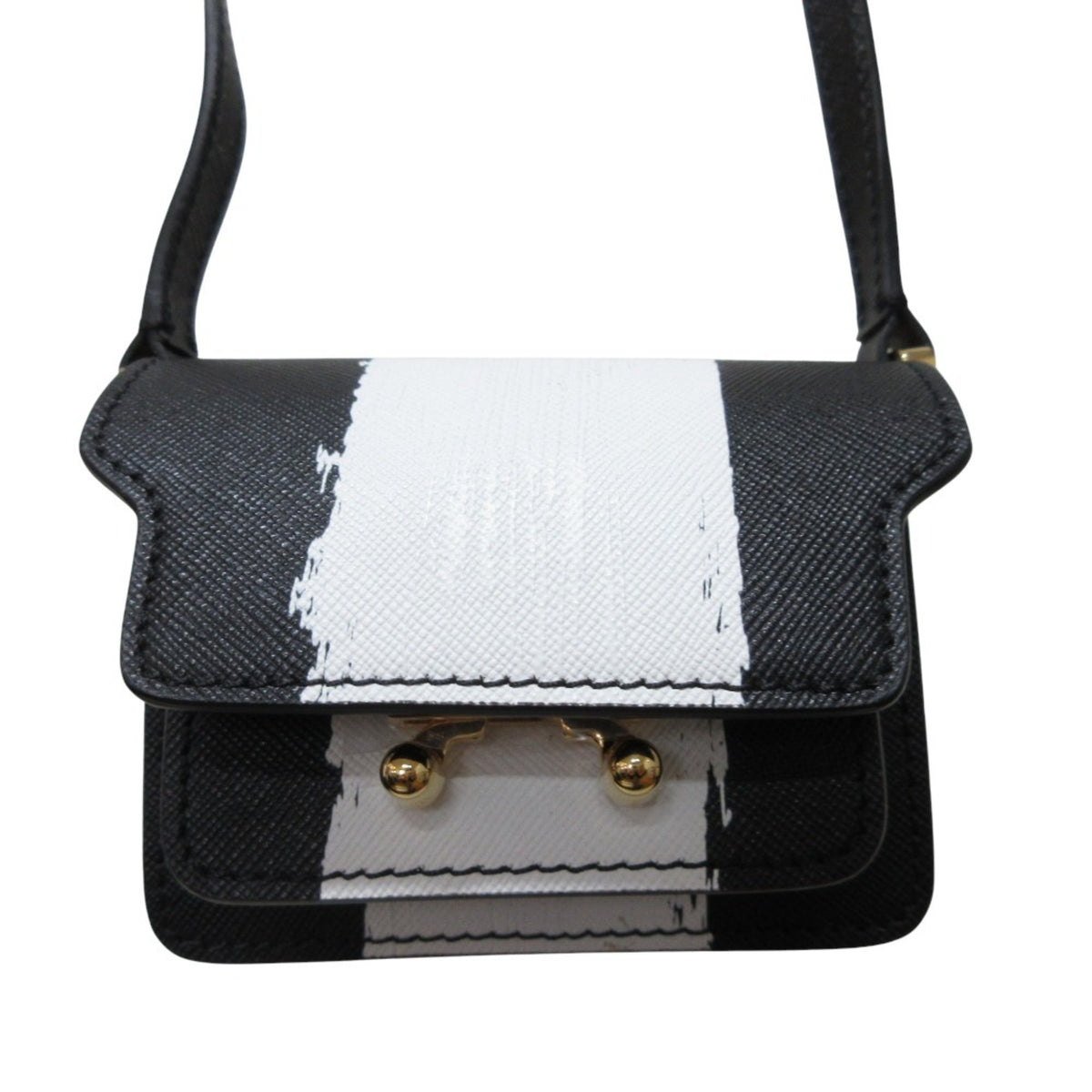 Marni Black White Leather Pochette Shoulder Bag (Pre-Owned)