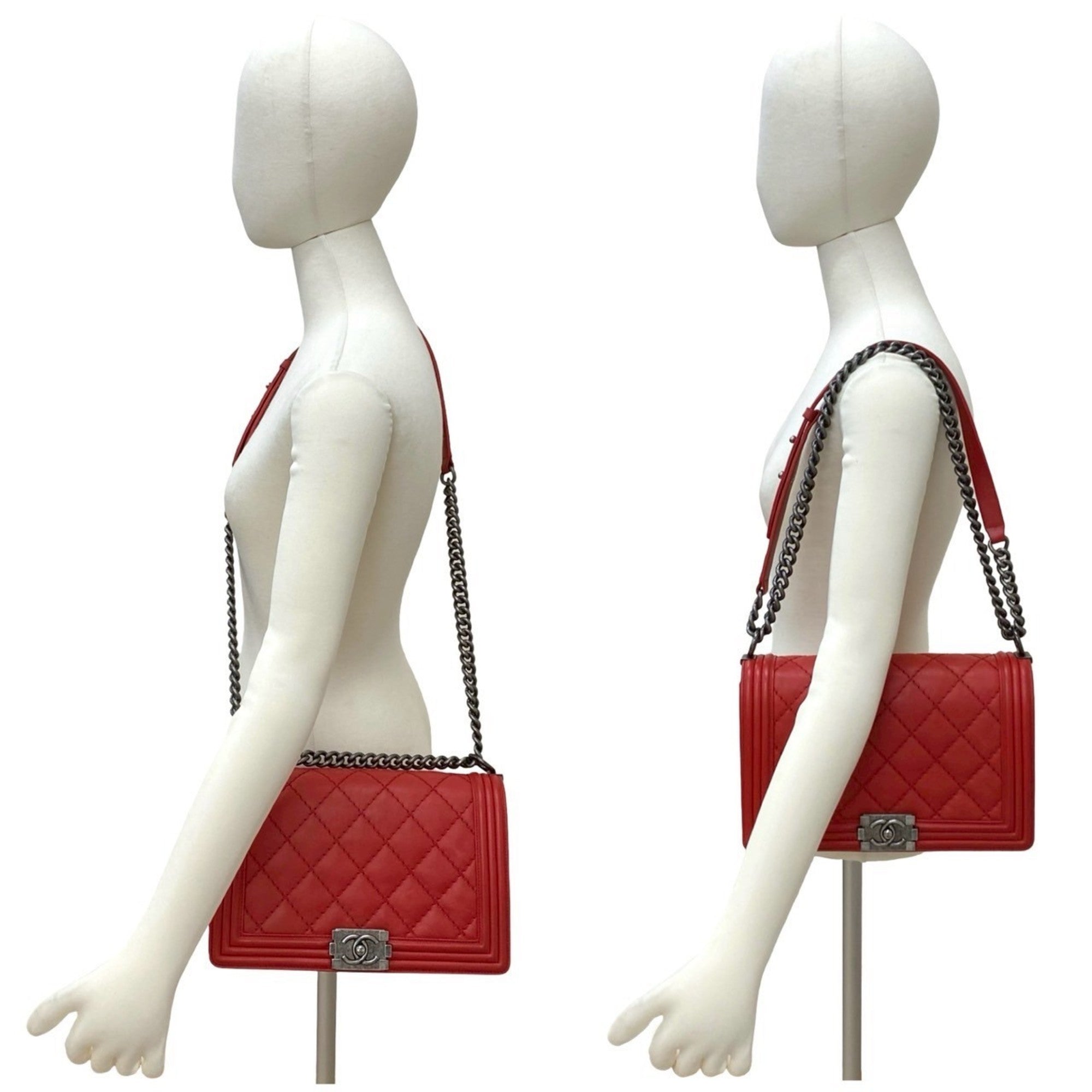 Chanel Red Color Leather Shoulder Bag (Pre-Owned)