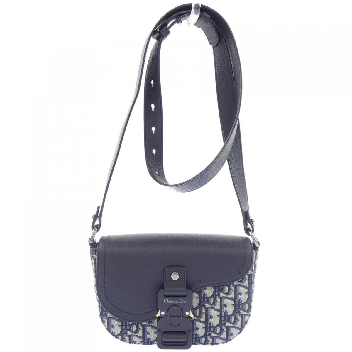 Christian Dior Beige Black Navy Jacquard Handbag (Pre-Owned)