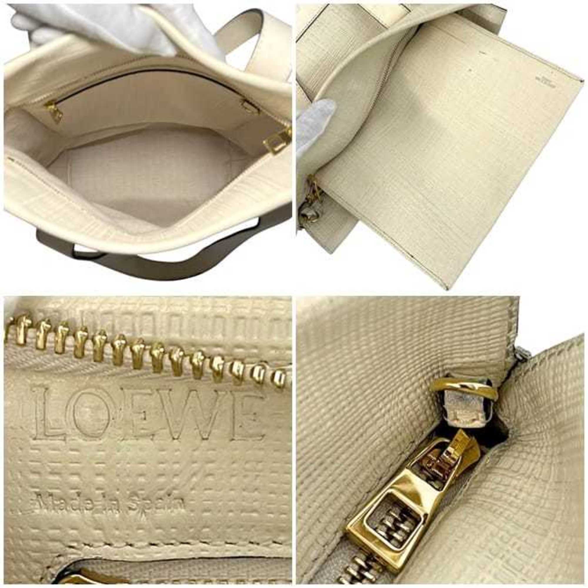 Loewe Ivory White Leather Shoulder Bag Tote Bag (Pre-Owned)