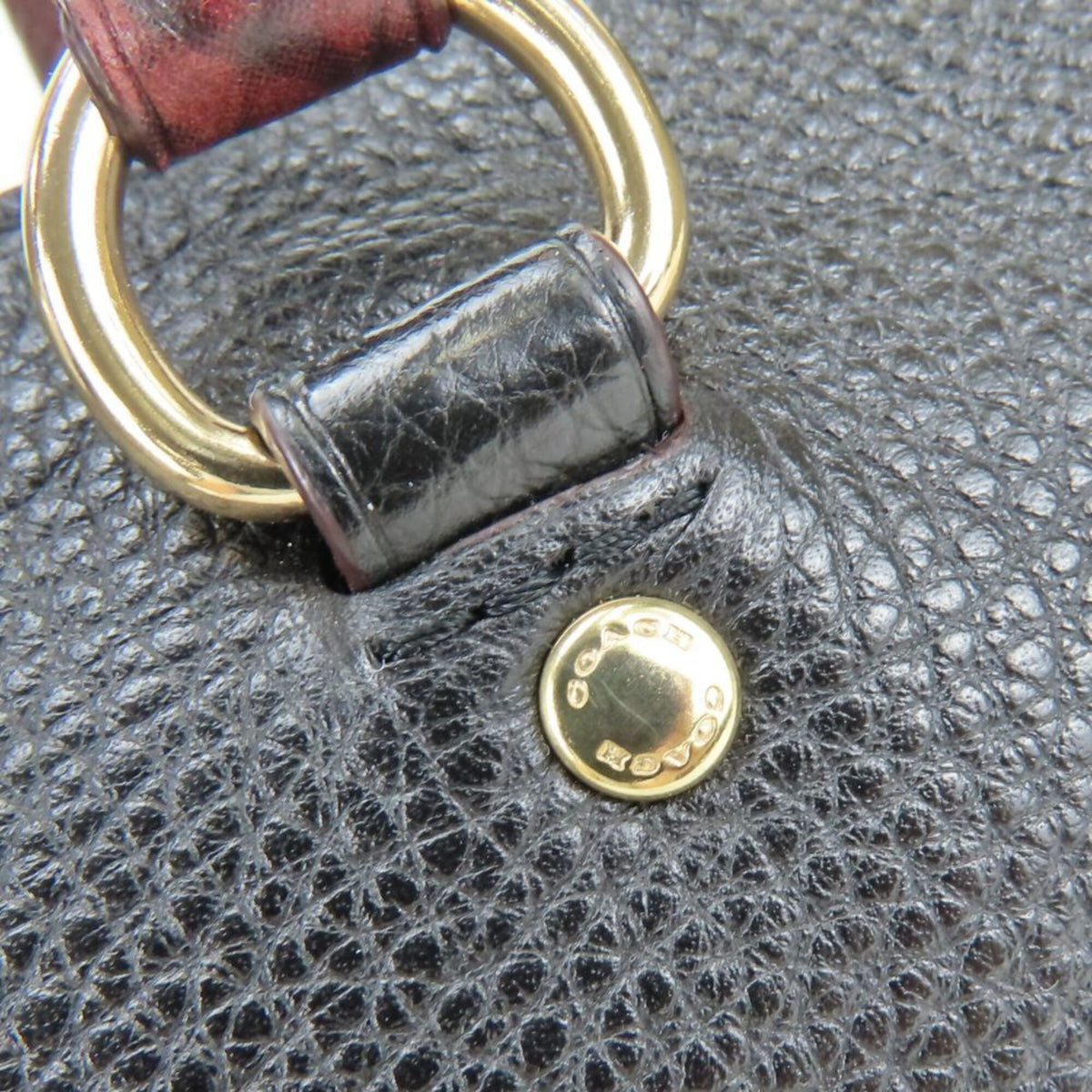 Coach Signature Black Bordeaux Brown Leather Coated Canvas Handbag (Pre-Owned)