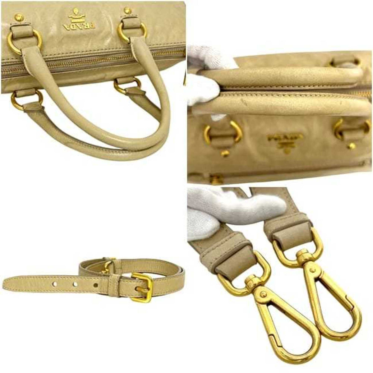 Prada Beige Yellow Leather Tote Bag (Pre-Owned)