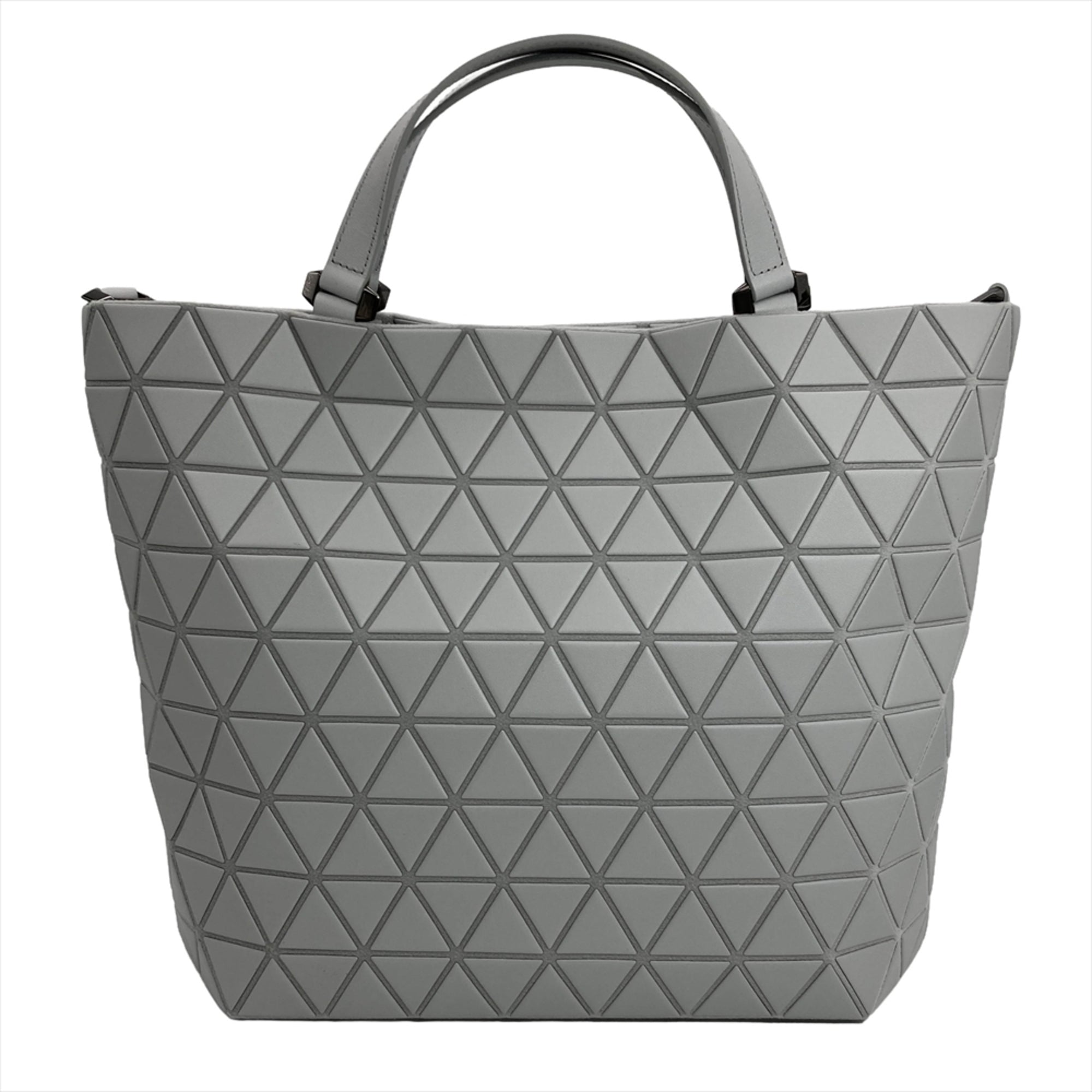 Issey Miyake Gray Leather Polyester Handbag Shoulder Bag (Pre-Owned)