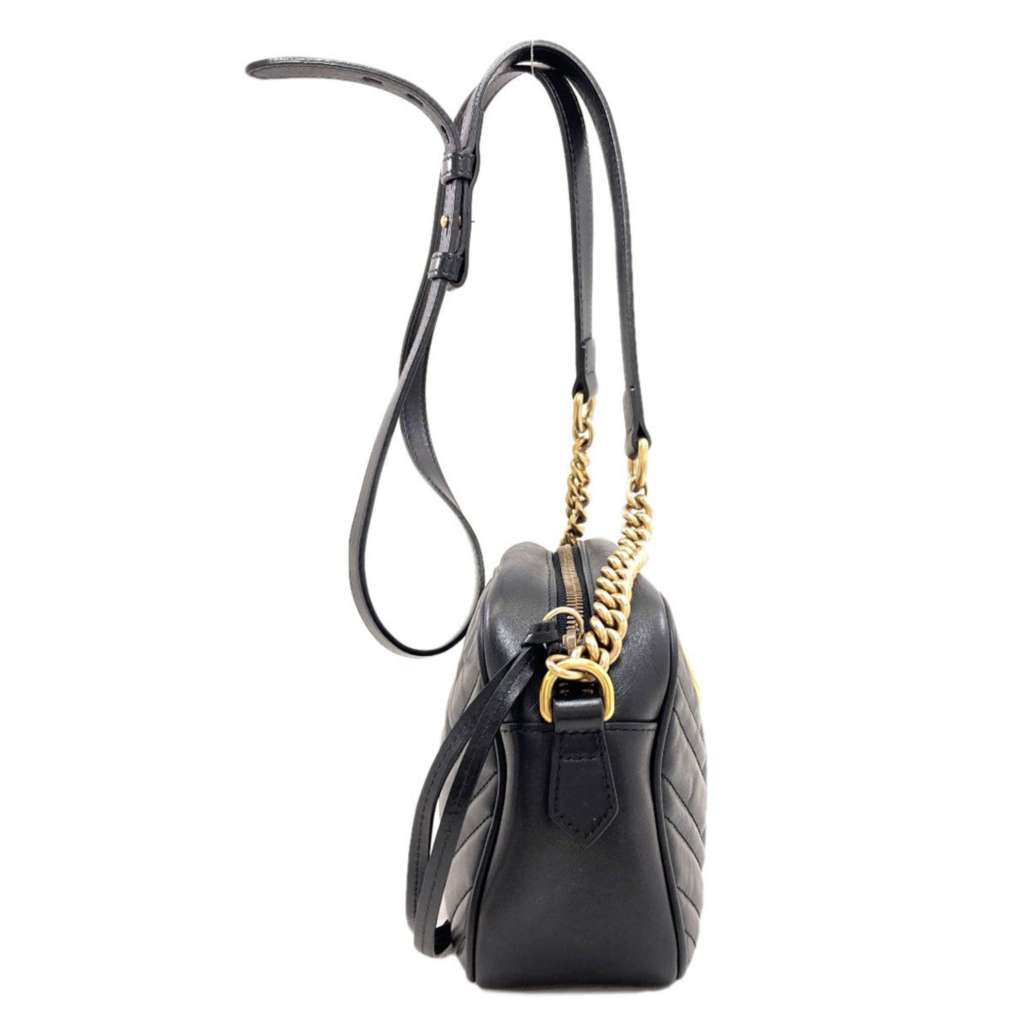 Gucci Gg Marmont Black Leather Shoulder Bag (Pre-Owned)