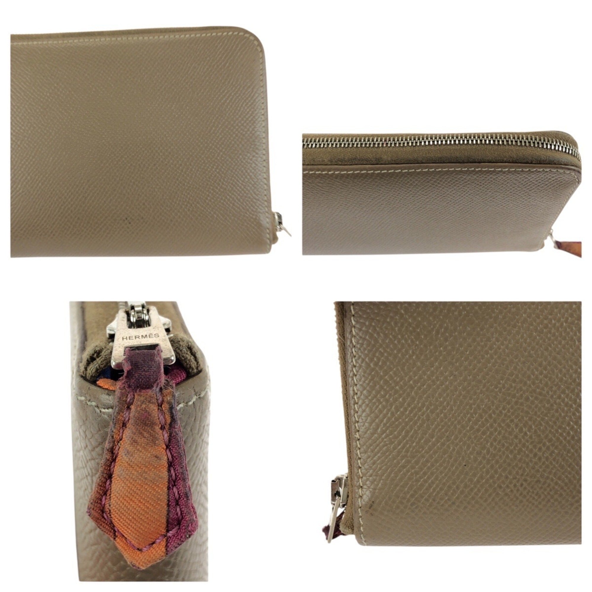 Hermes Beige Etoupe Gray Epsom Leather Long Wallet (Bi-Fold) (Pre-Owned)
