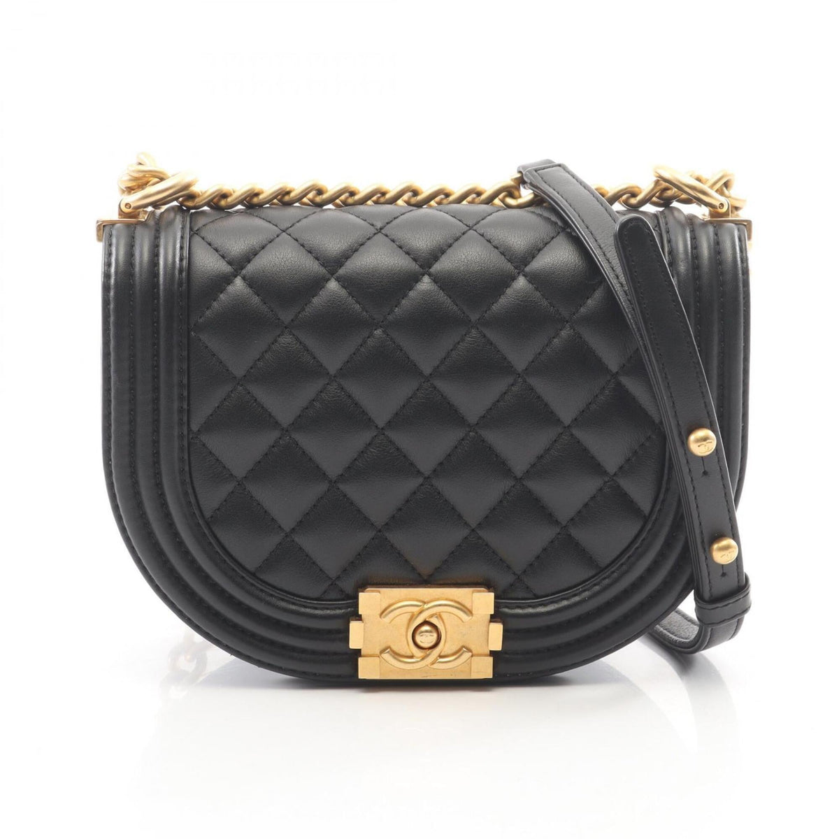 Chanel Black Leather Handbag Shoulder Bag (Pre-Owned)