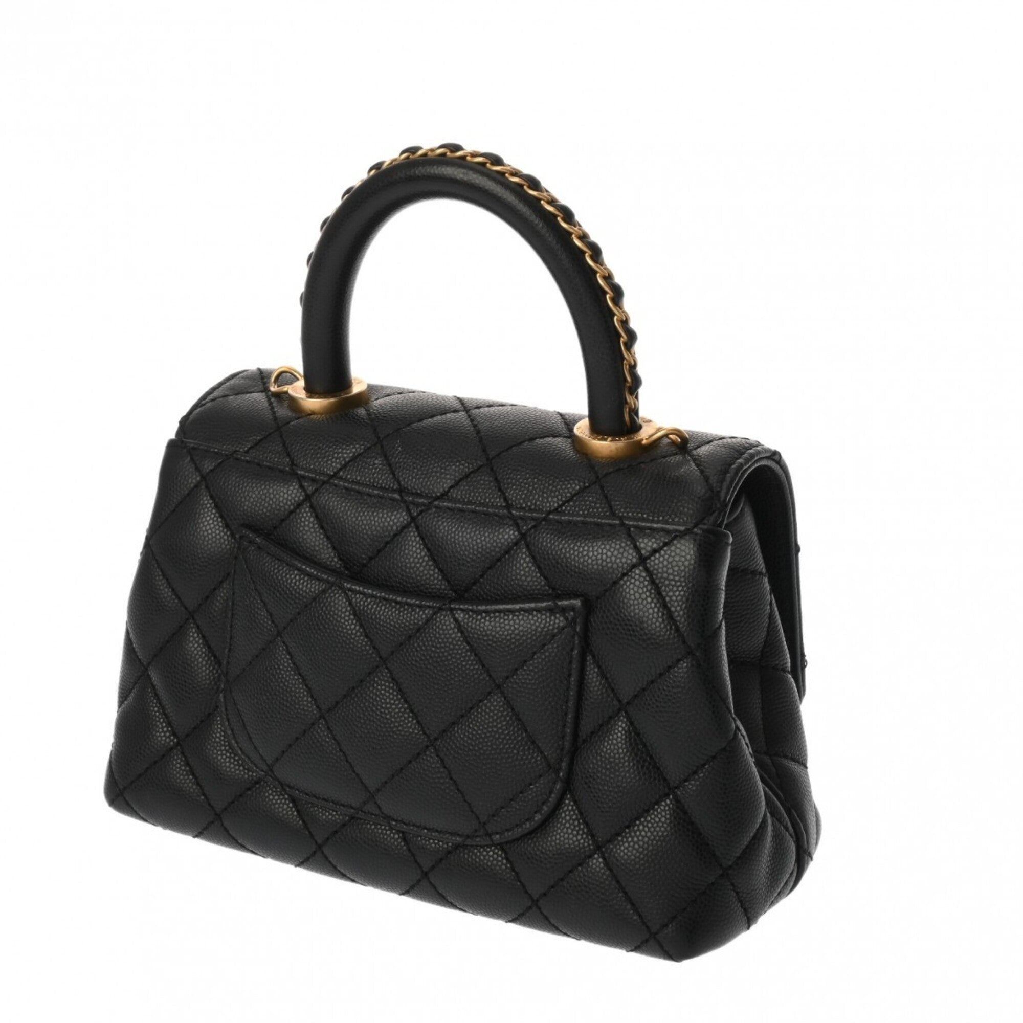 Chanel Black Grained Calfskin Handbag (Pre-Owned)