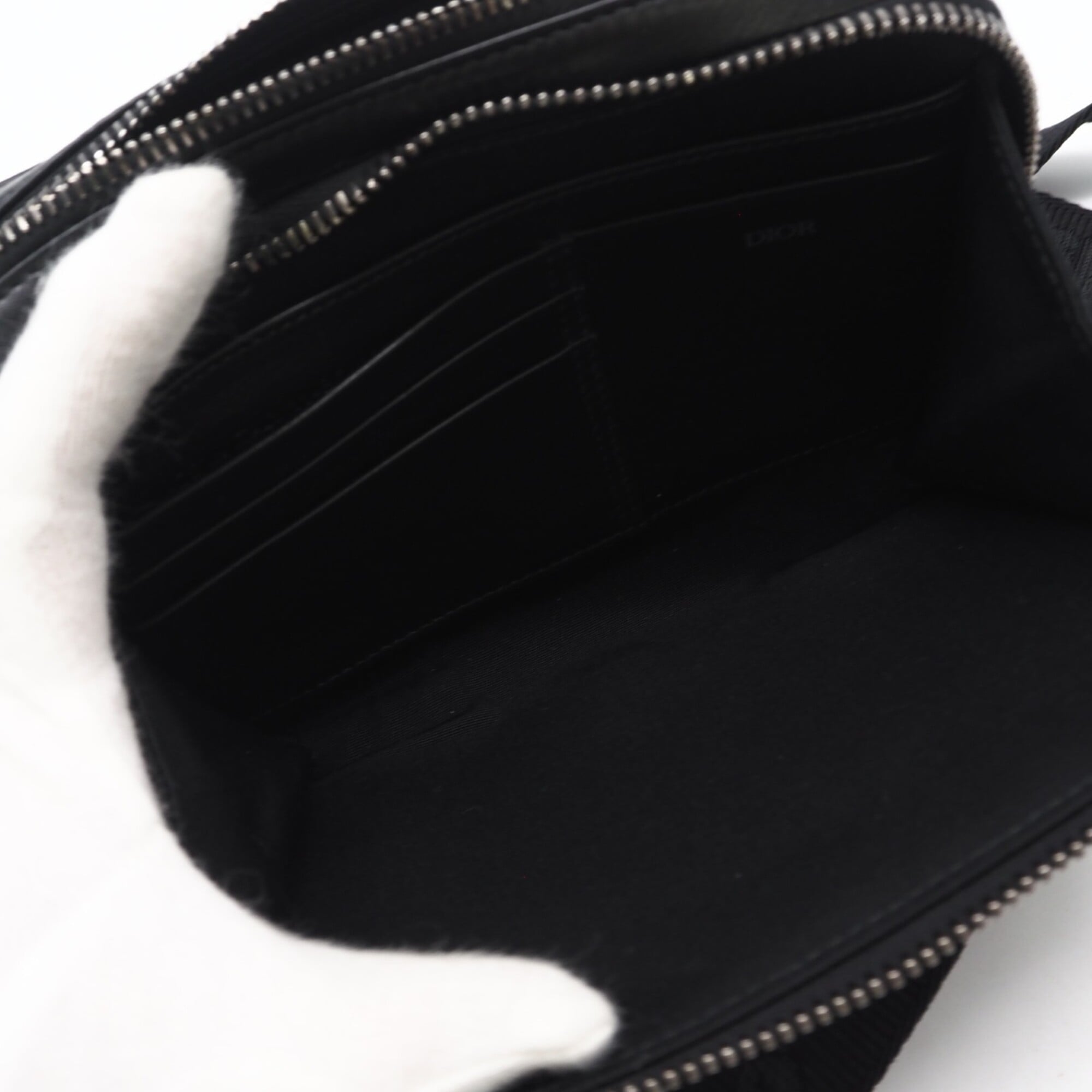 Christian Dior Black Gray Coated Canvas Leather Shoulder Bag (Pre-Owned)