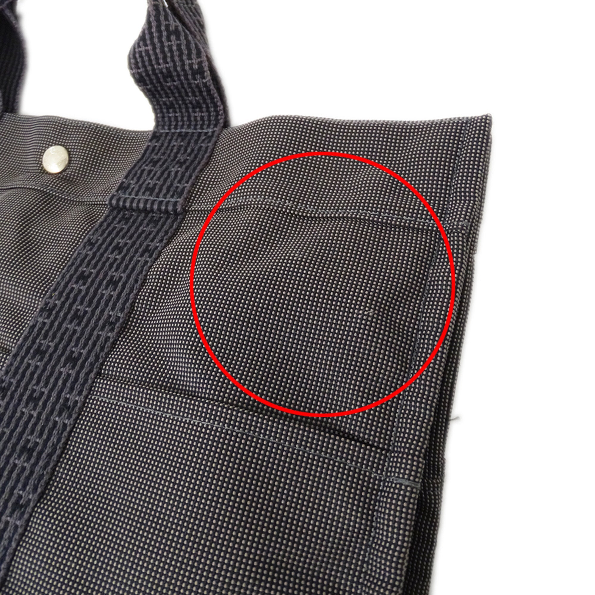Hermes Black Canvas Handbag Tote Bag (Pre-Owned)