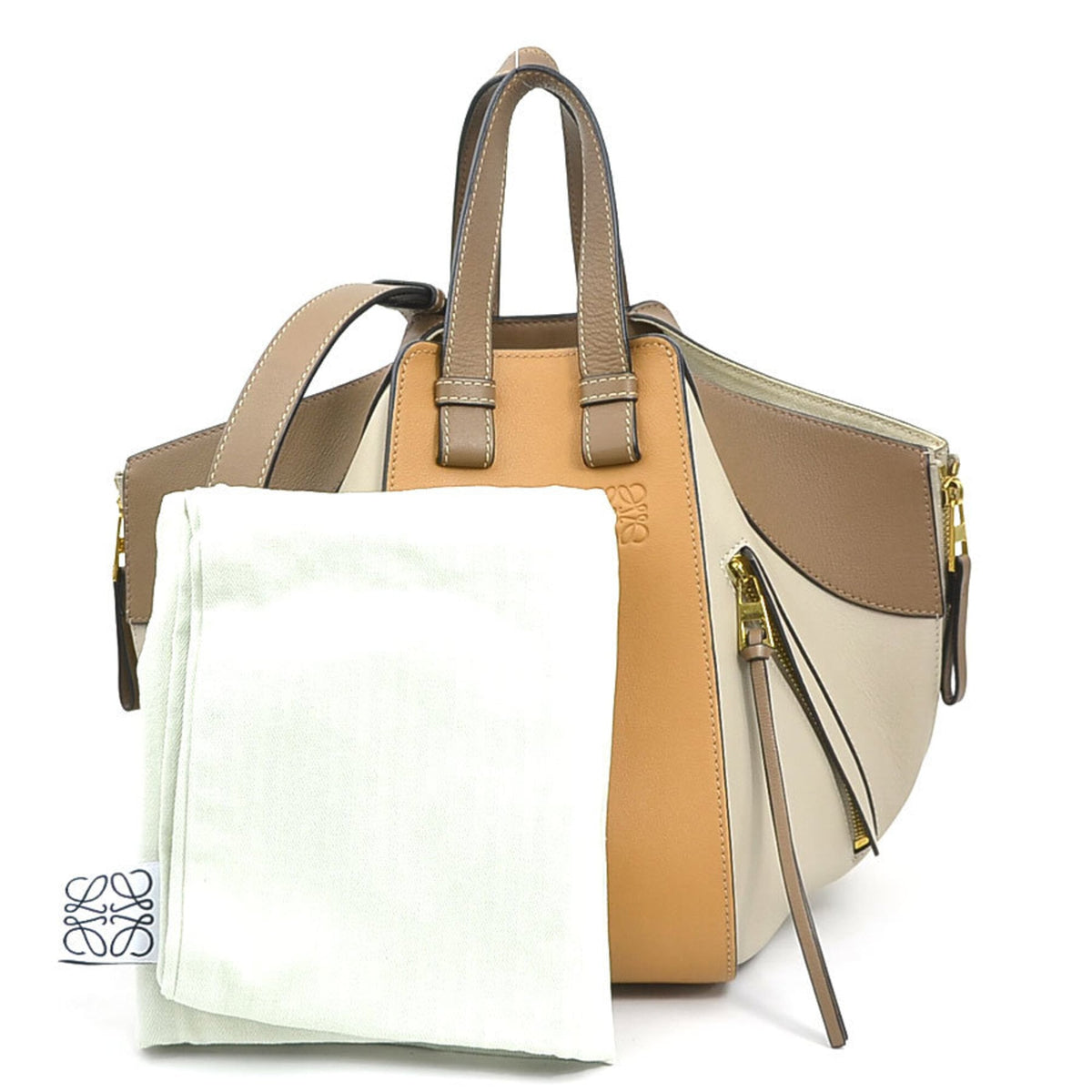 Loewe Brown Grayish Leather Handbag Shoulder Bag (Pre-Owned)