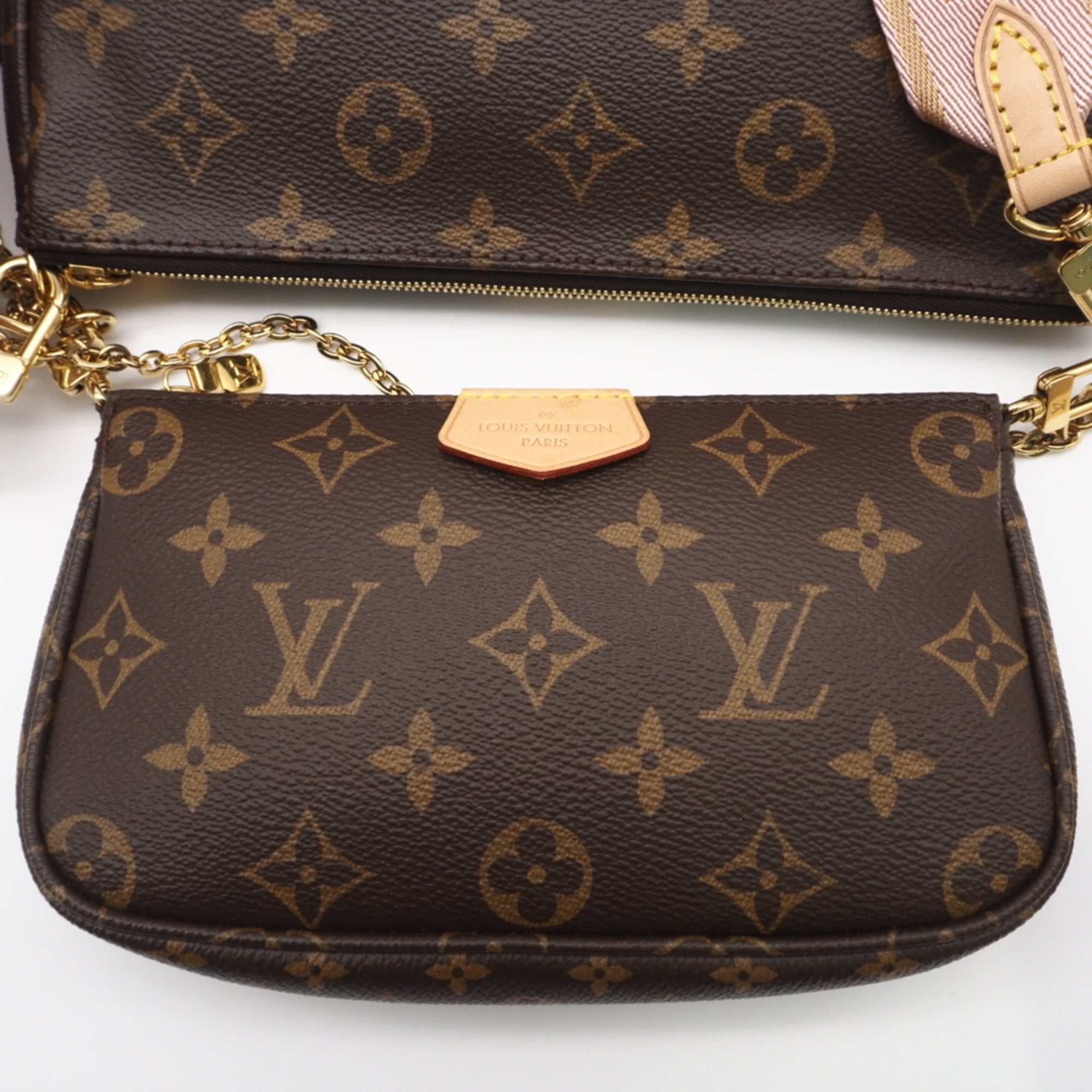 Louis Vuitton Beige Pink Brown Monogram Rose Clair Leather Coated Canvas Pochette Pouch Shoulder Bag (Pre-Owned)