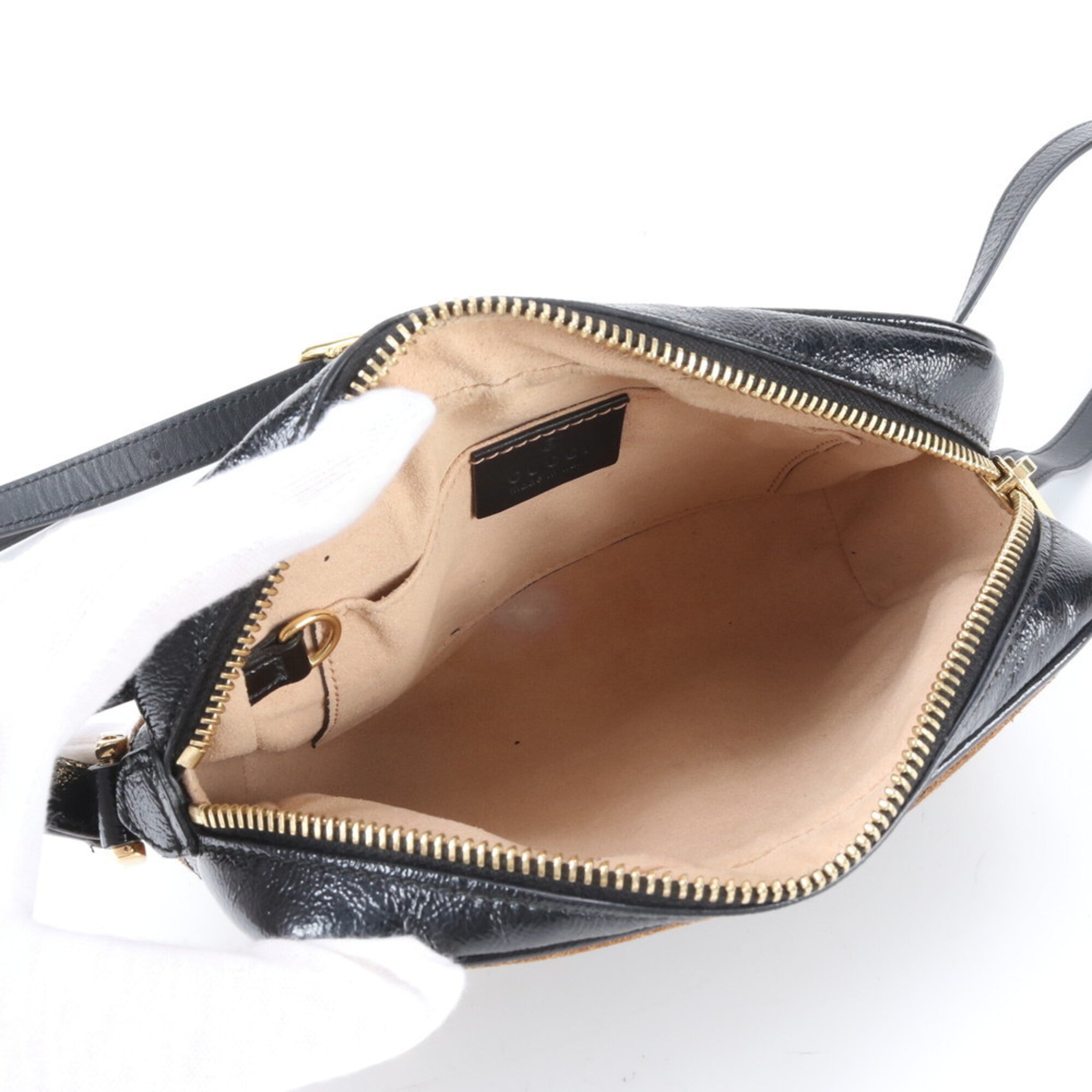 Gucci Sherry Line Black Brown Leather Shoulder Bag (Pre-Owned)
