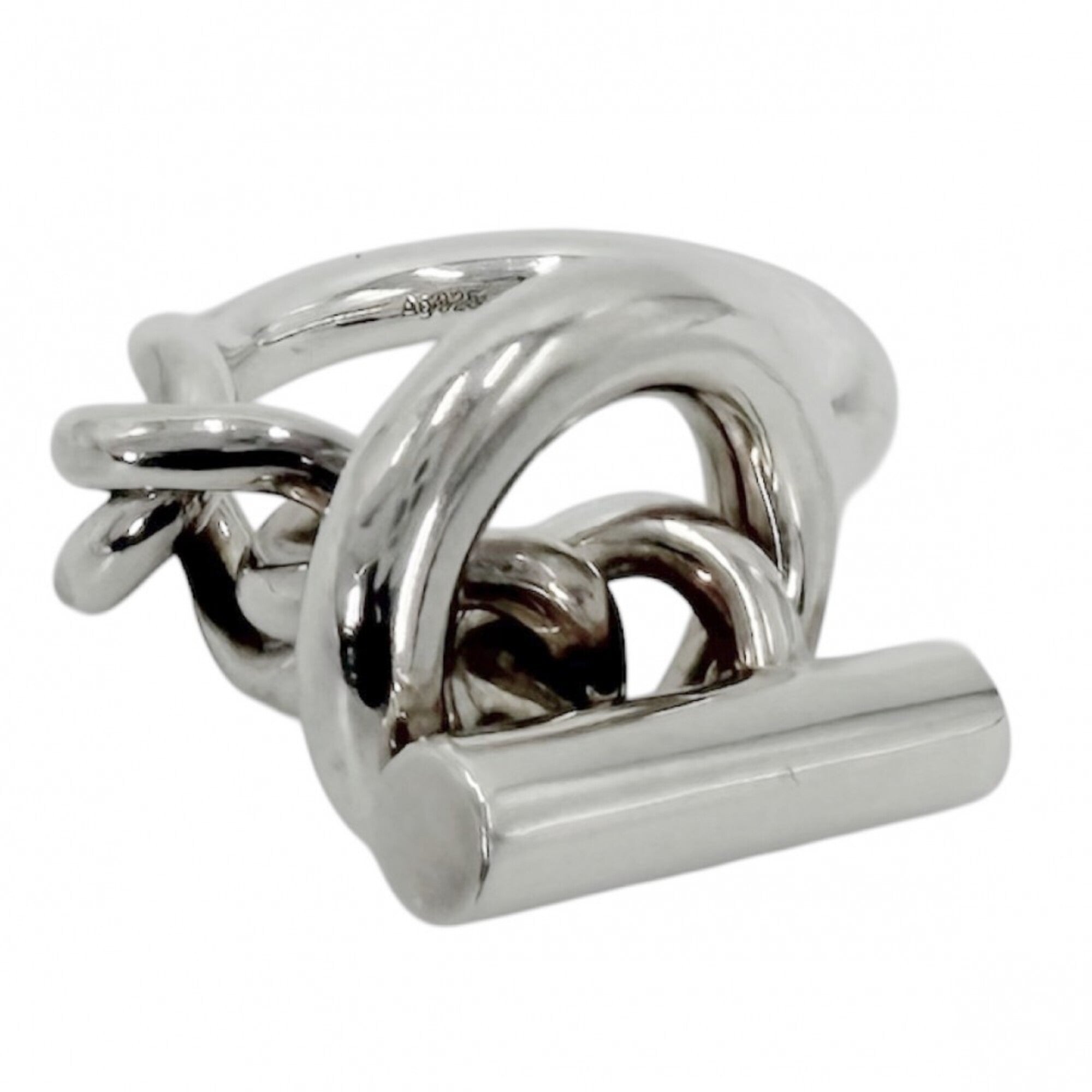 Hermes Silver 925 Band Ring (Pre-Owned)