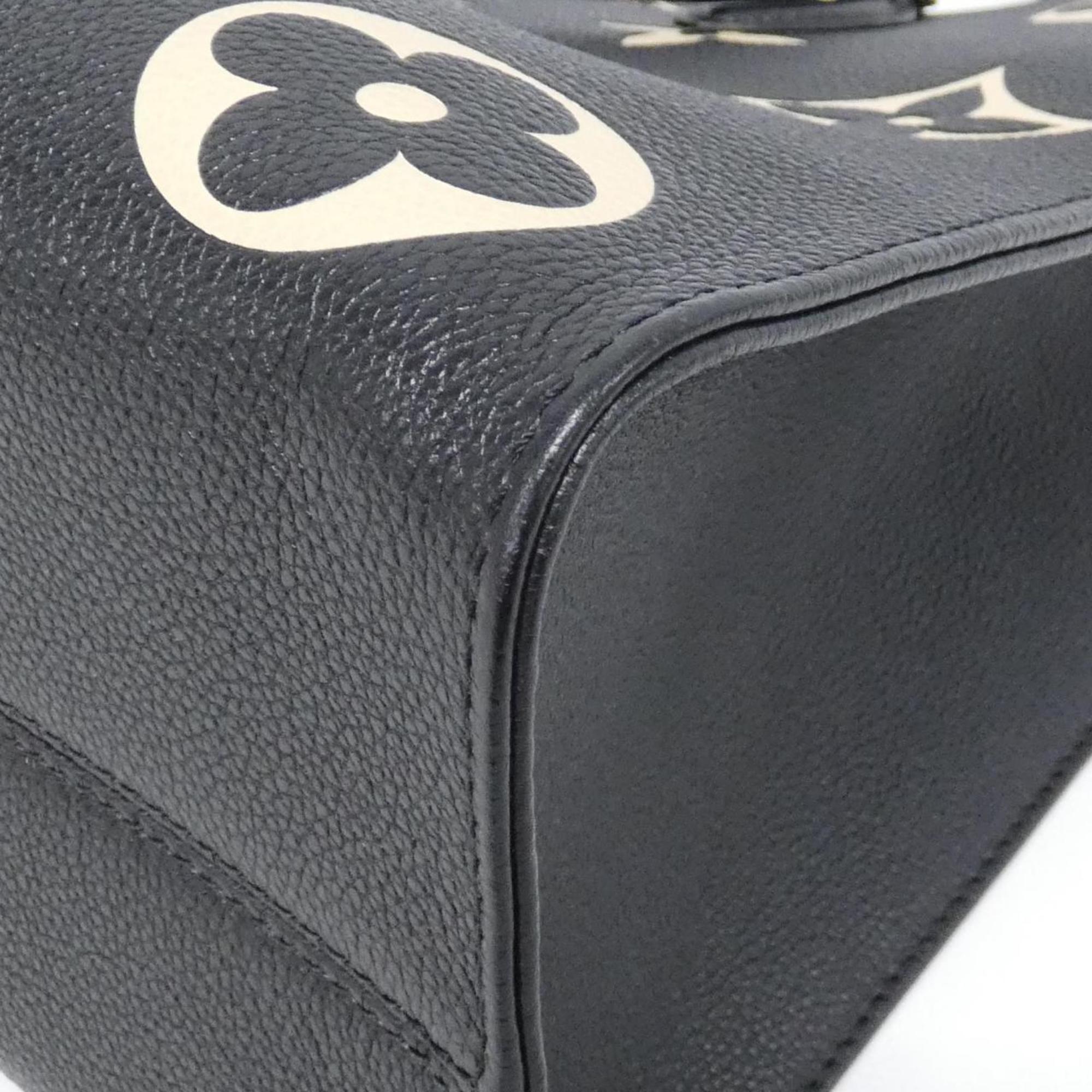 Louis Vuitton Beige Black Leather Handbag (Pre-Owned)