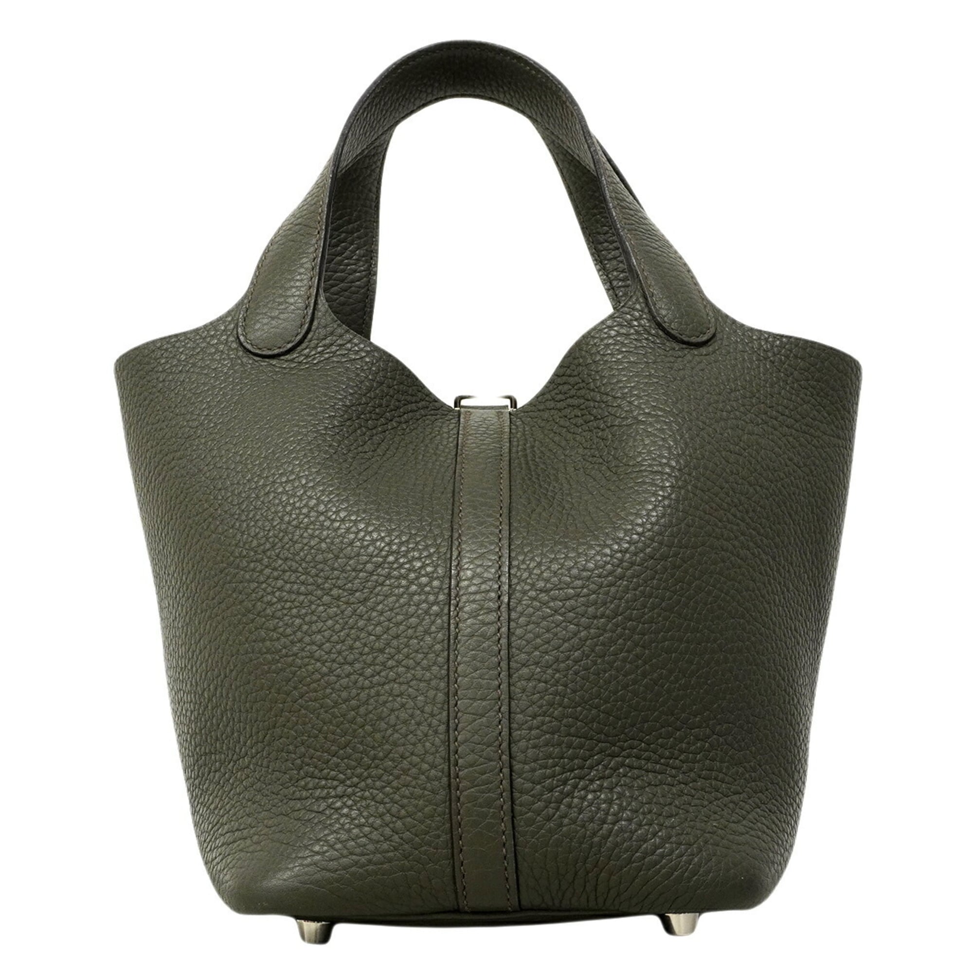 Hermes Olive Green Taurillon Clemence Leather Handbag (Pre-Owned)