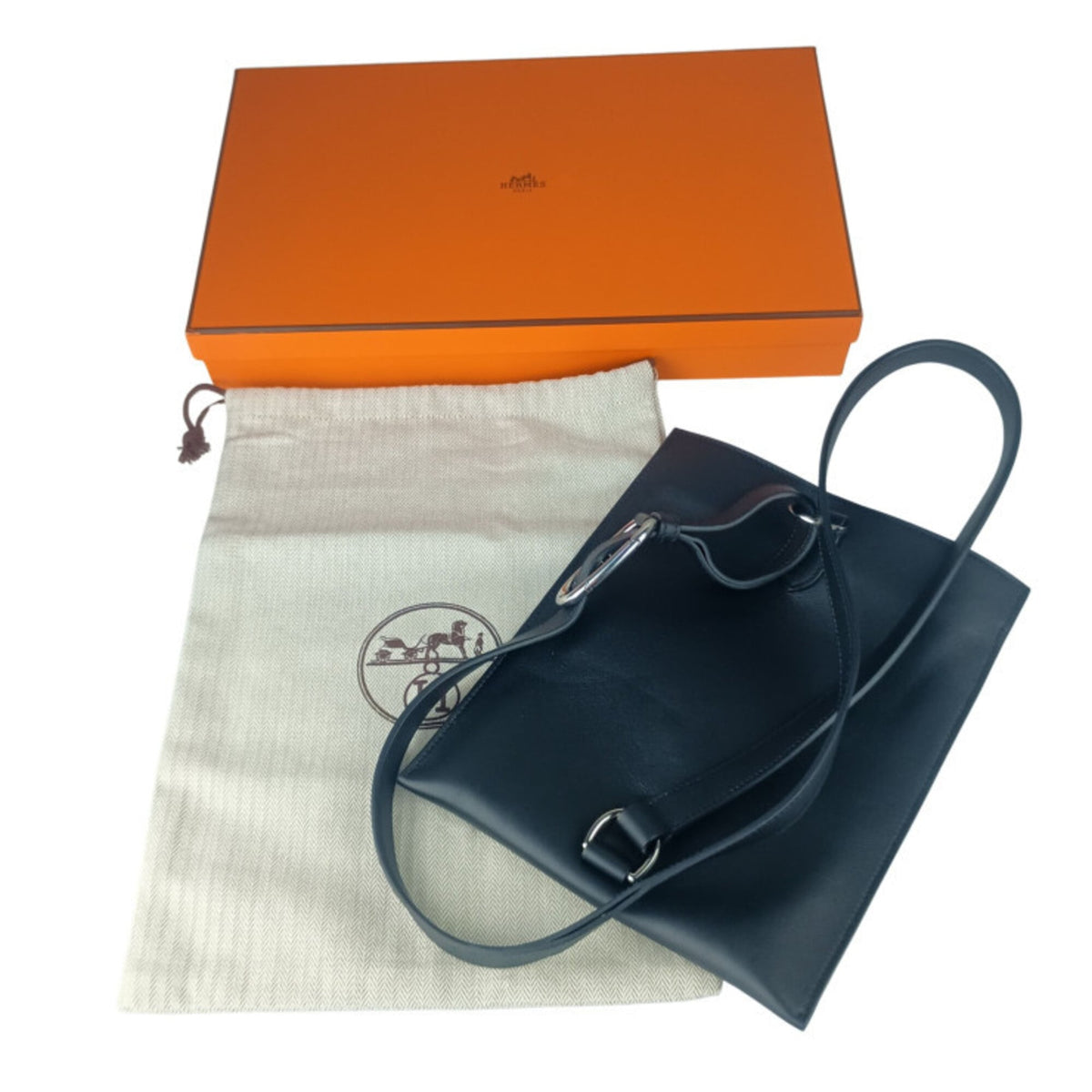 Hermes Black Swift Leather Crossbody Bag Shoulder Bag (Pre-Owned)