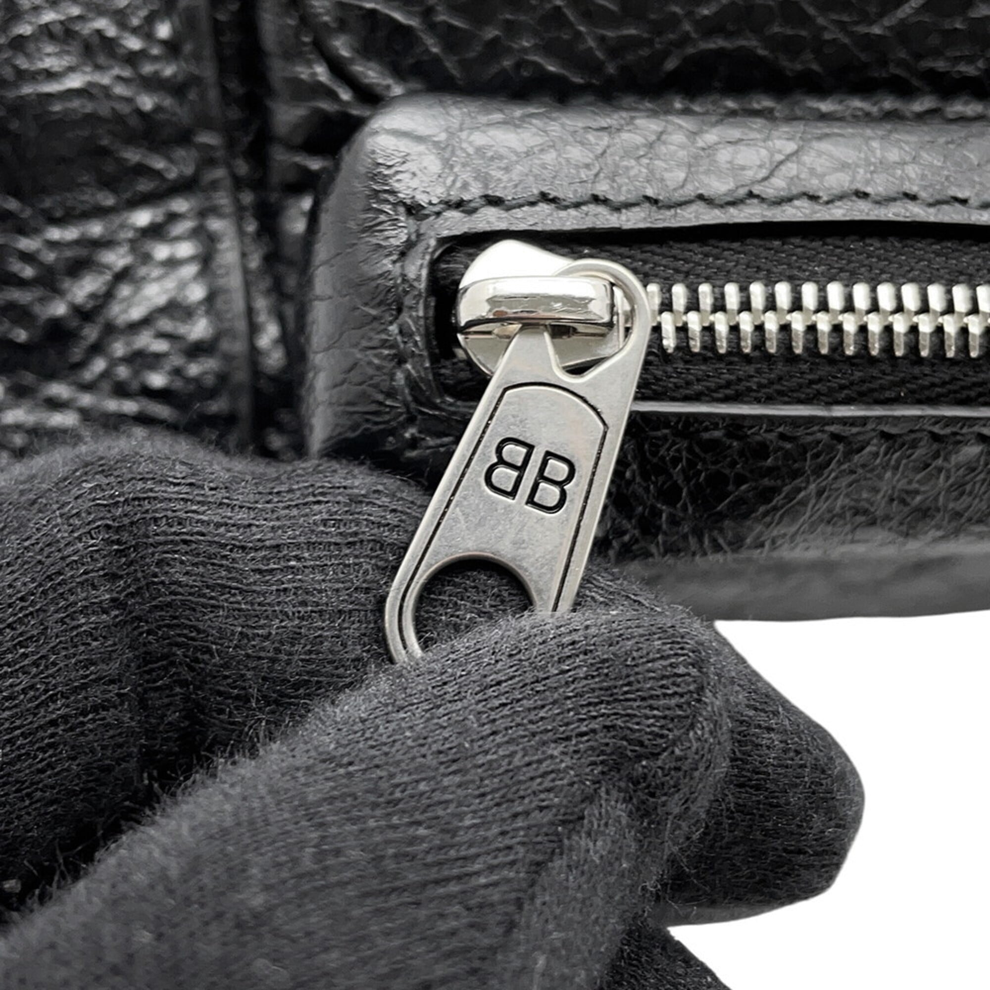 Balenciaga Black Leather Handbag Shoulder Bag (Pre-Owned)