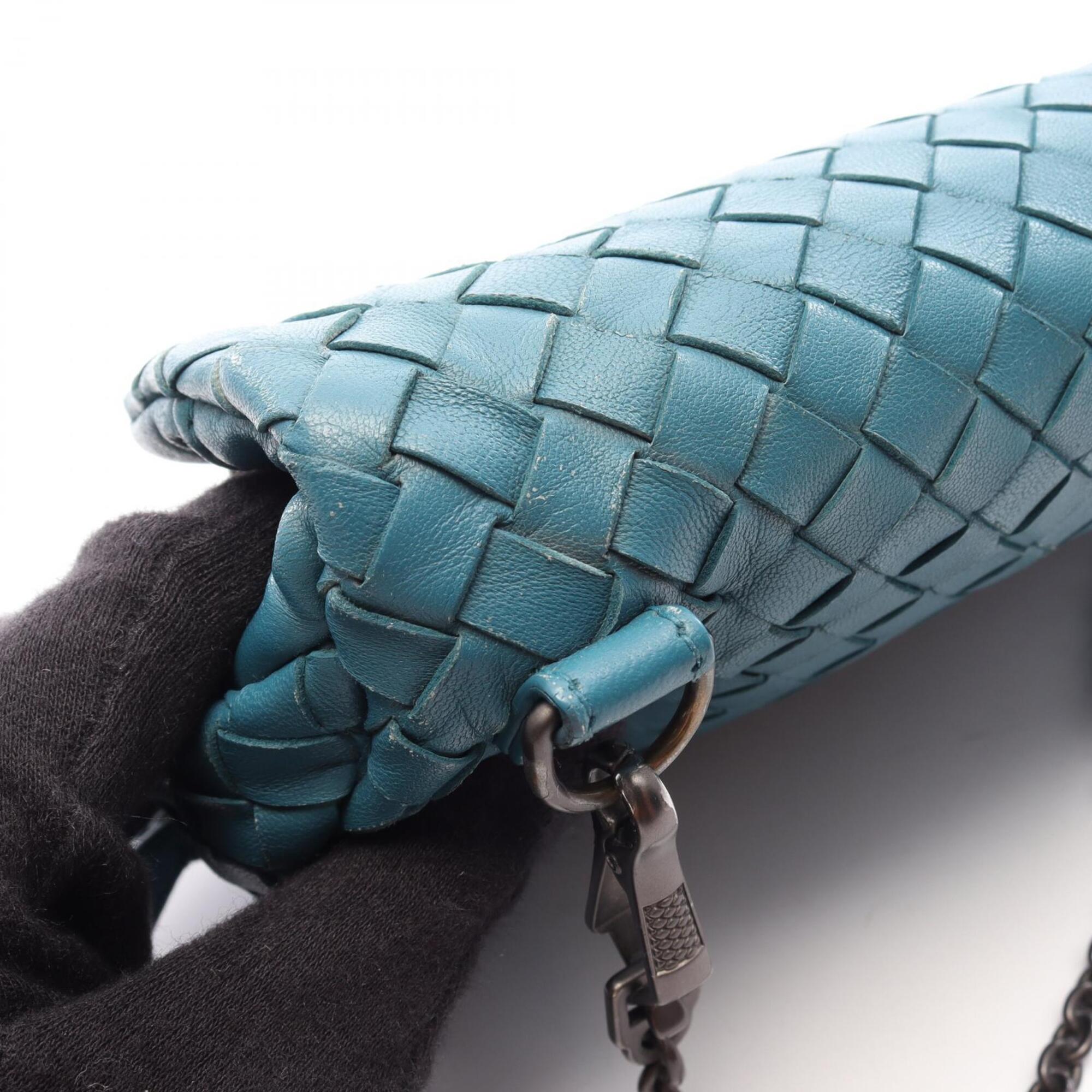 Bottega Veneta Blue Leather Handbag Shoulder Bag (Pre-Owned)