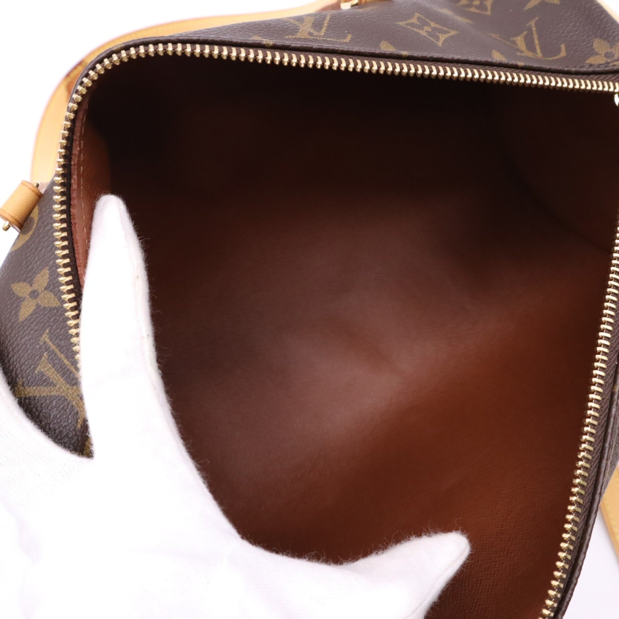 Louis Vuitton Monogram Beige Brown Coated Canvas Leather Handbag (Pre-Owned)