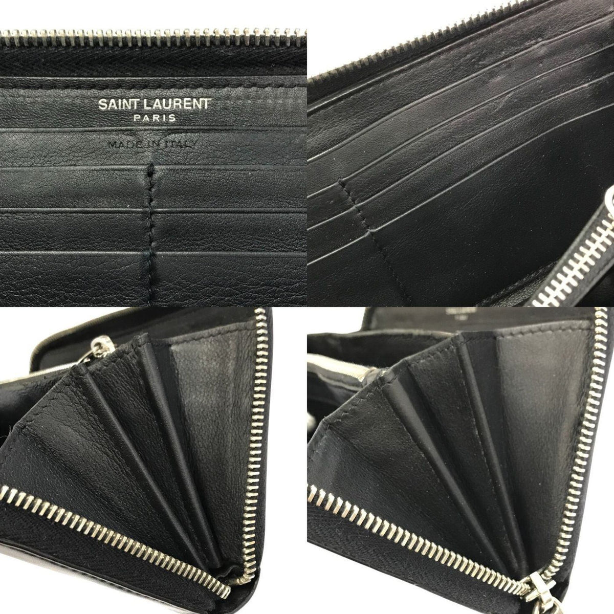 Saint Laurent Black Leather Long Wallet (Bi-Fold) (Pre-Owned)