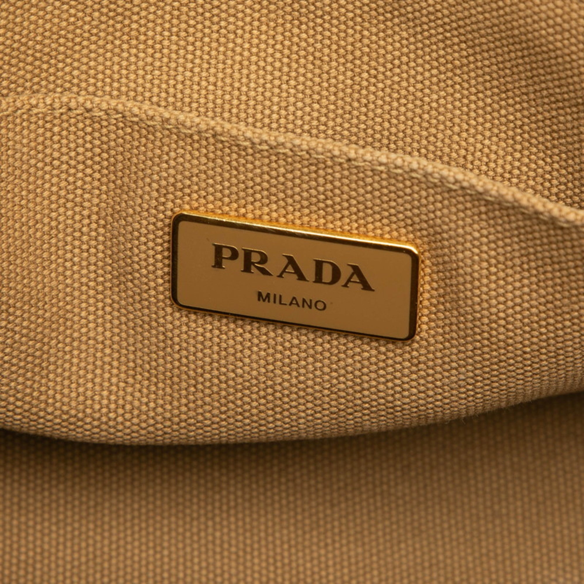 Prada Brown Canvas Shoulder Bag Tote Bag (Pre-Owned)