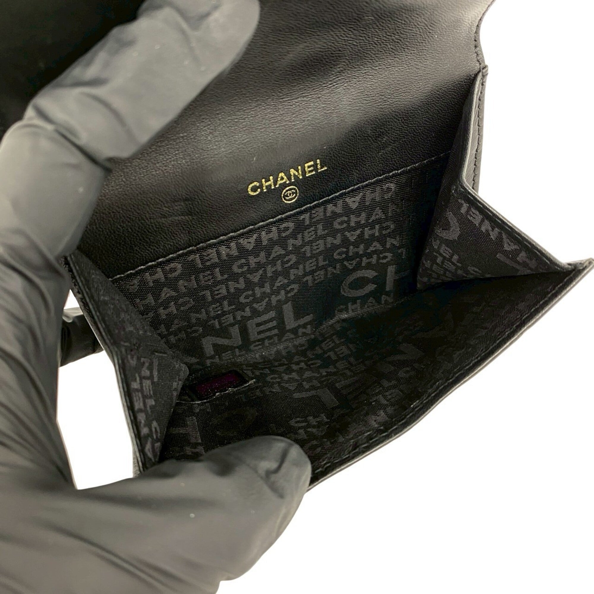 Chanel Black Leather Wallet (Bi-Fold) (Pre-Owned)