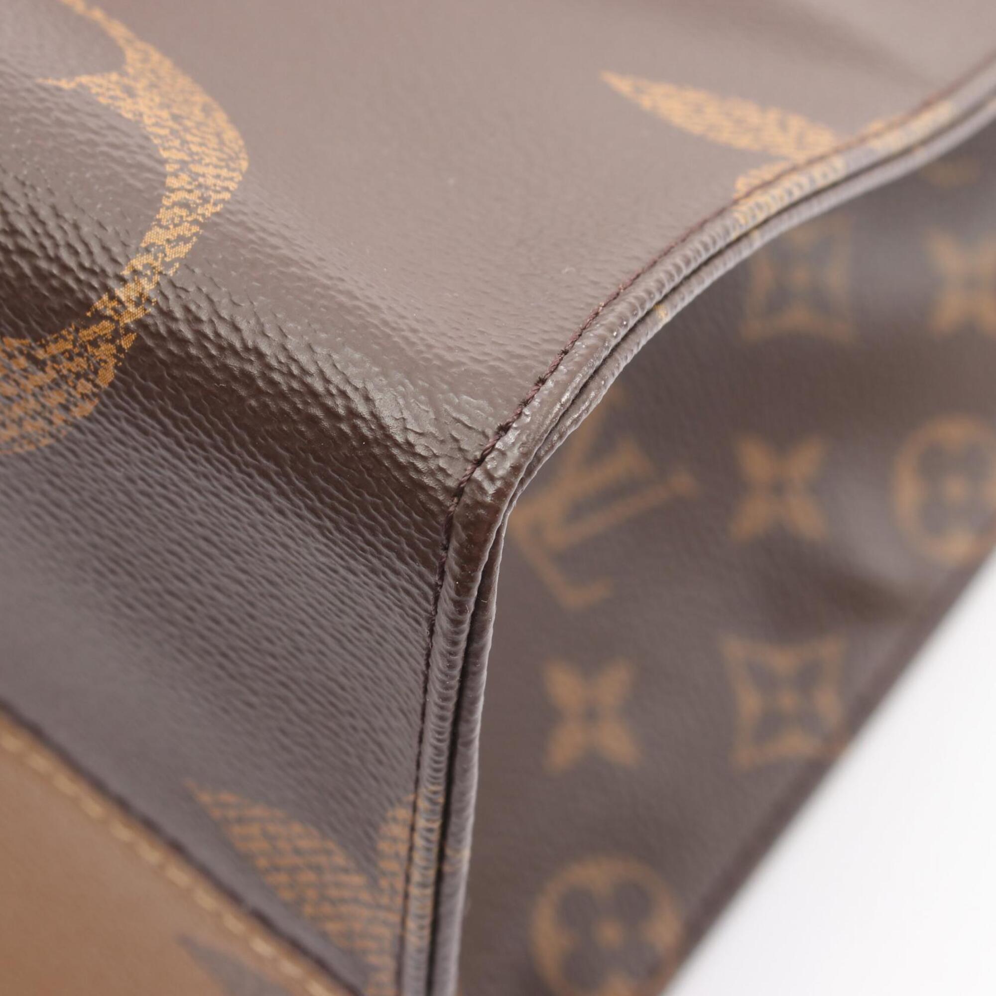 Louis Vuitton Beige Brown Coated Canvas Handbag Tote Bag (Pre-Owned)