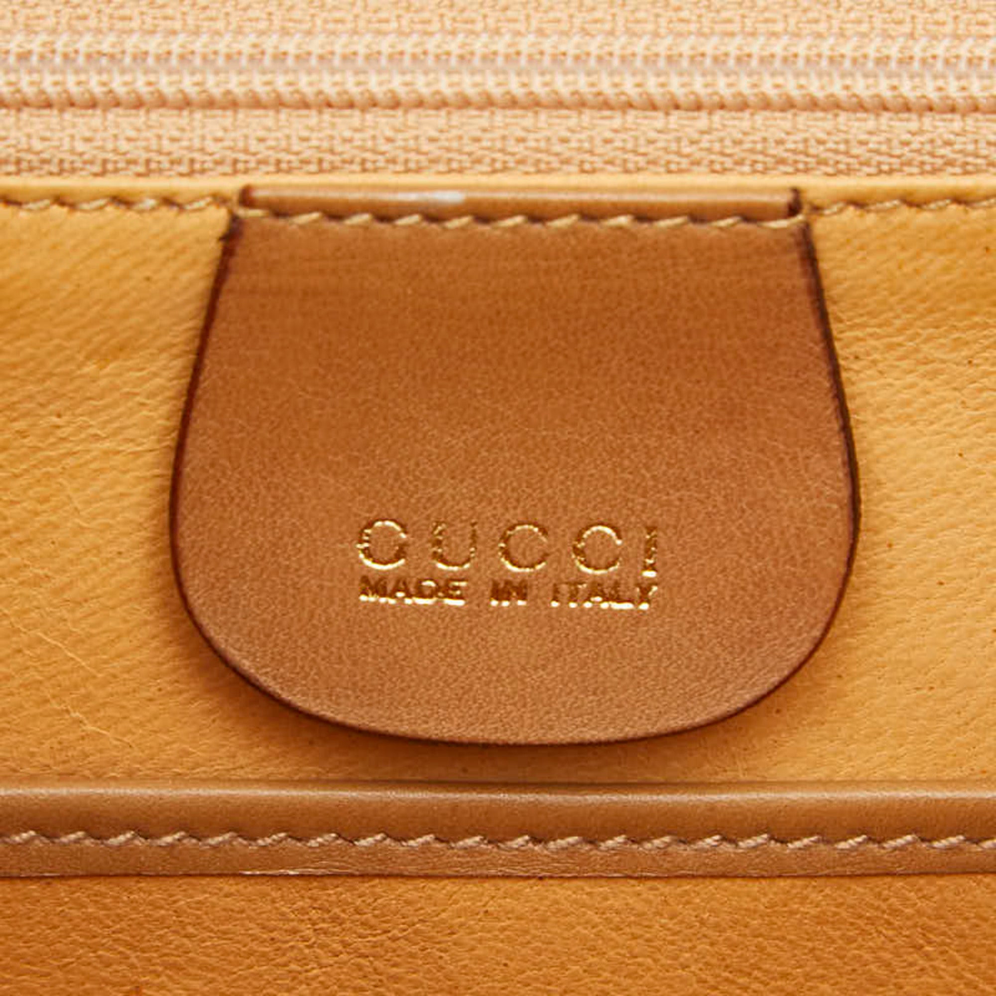 Gucci Brown Bamboo Leather Handbag Shoulder Bag (Pre-Owned)