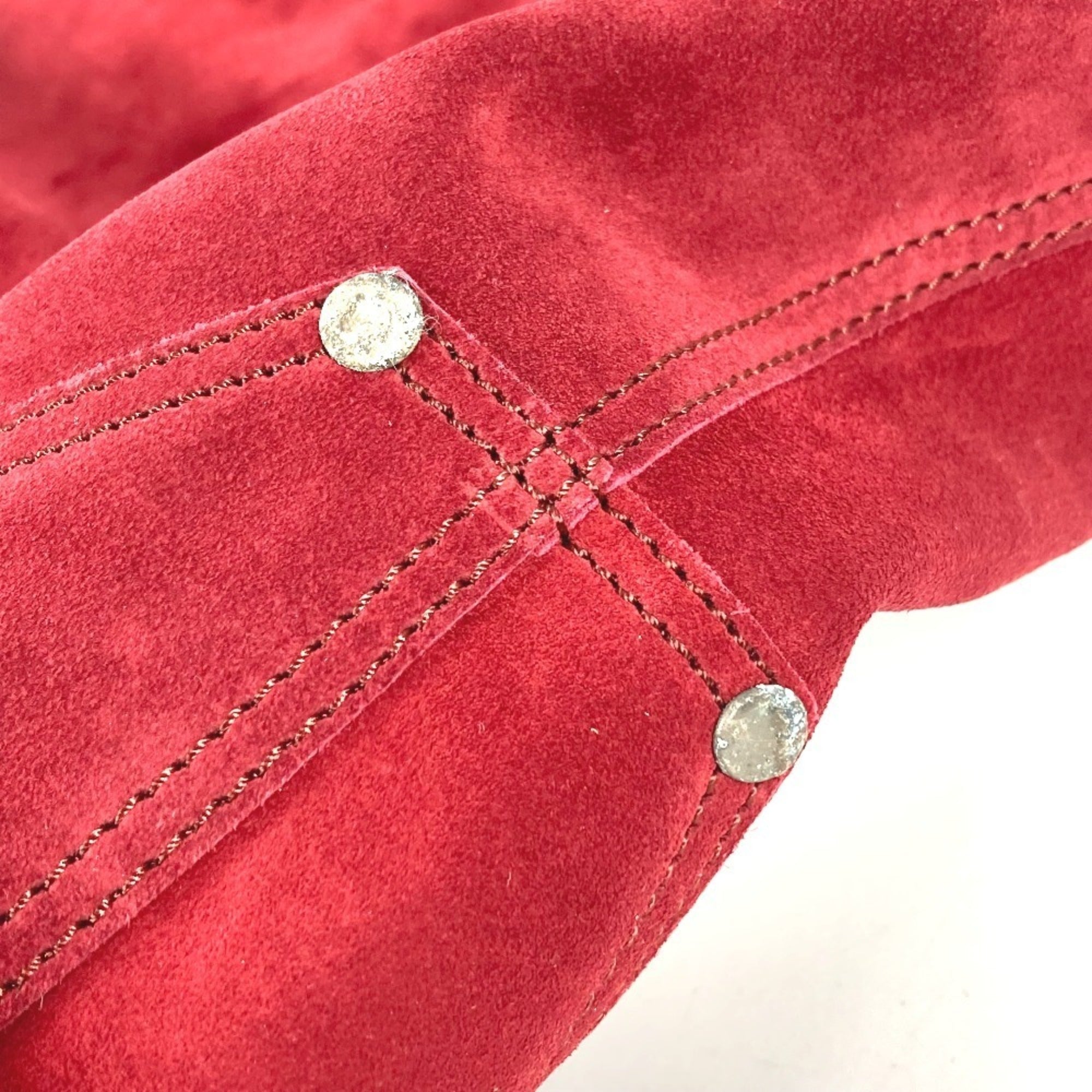 Tiffany Red Color Suede Leather Shoulder Bag Tote Bag (Pre-Owned)