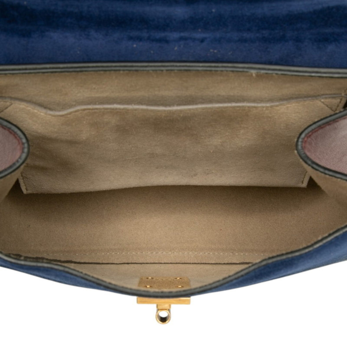 Chloé Drew Blue Brown Suede Leather Shoulder Bag (Pre-Owned)
