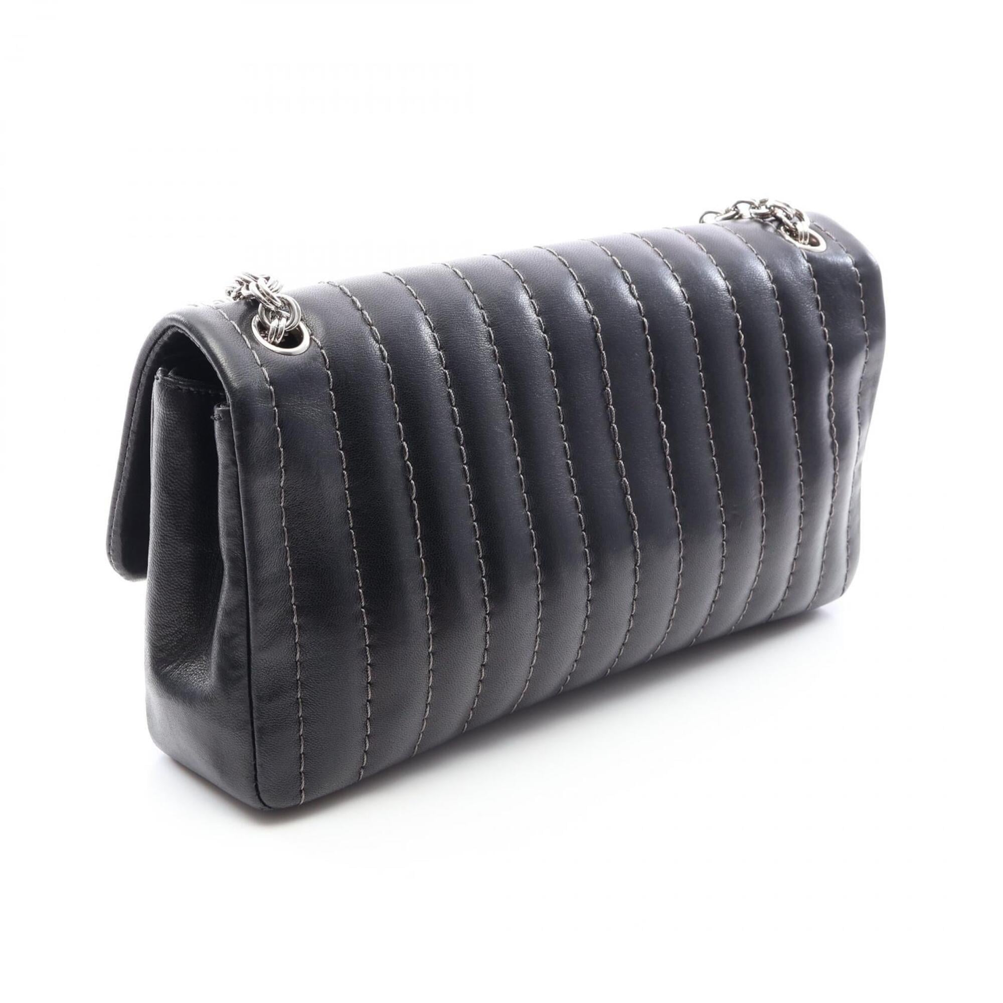 Chanel Black Leather Handbag Shoulder Bag (Pre-Owned)