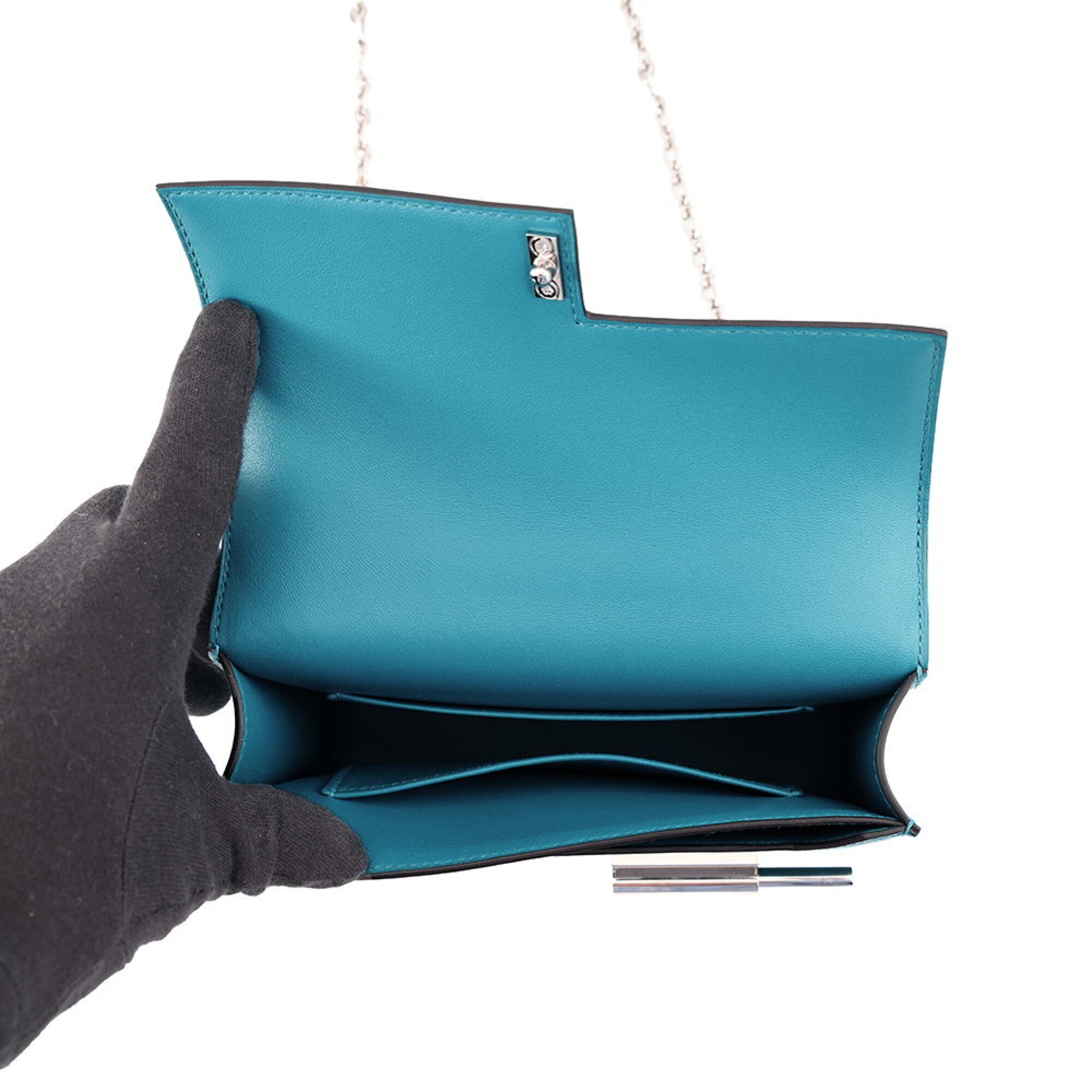Hermes Silver Tadelakt Leather Shoulder Bag (Pre-Owned)