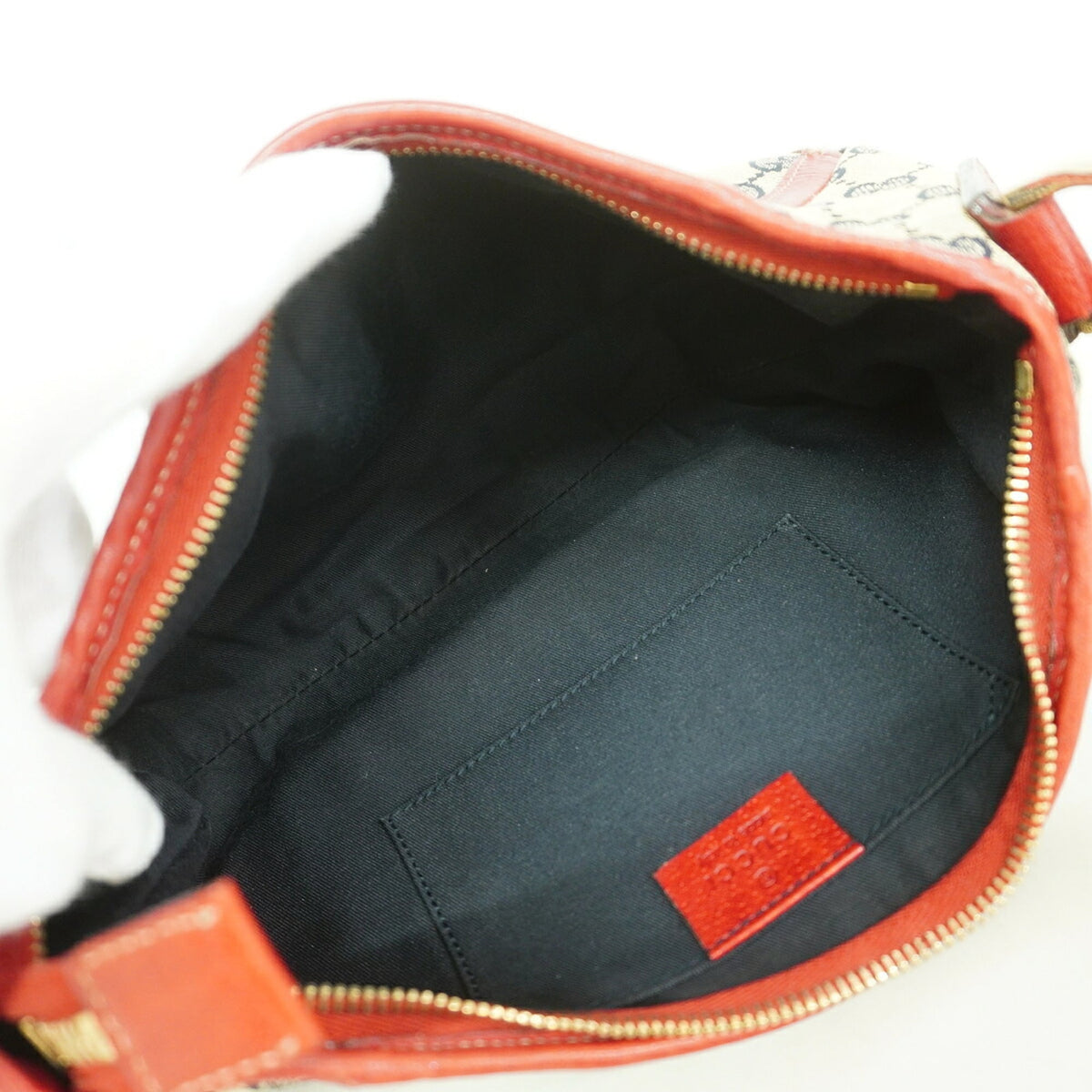Gucci Navy Red Color Canvas Shoulder Bag (Pre-Owned)