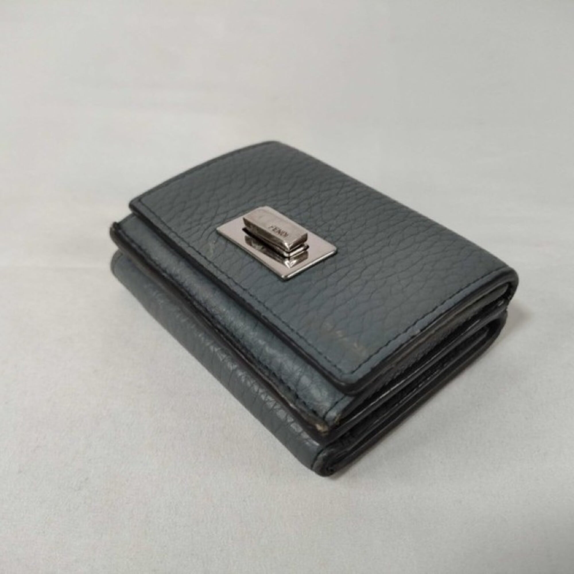 Fendi Gray Leather Wallet (Tri-Fold) (Pre-Owned)