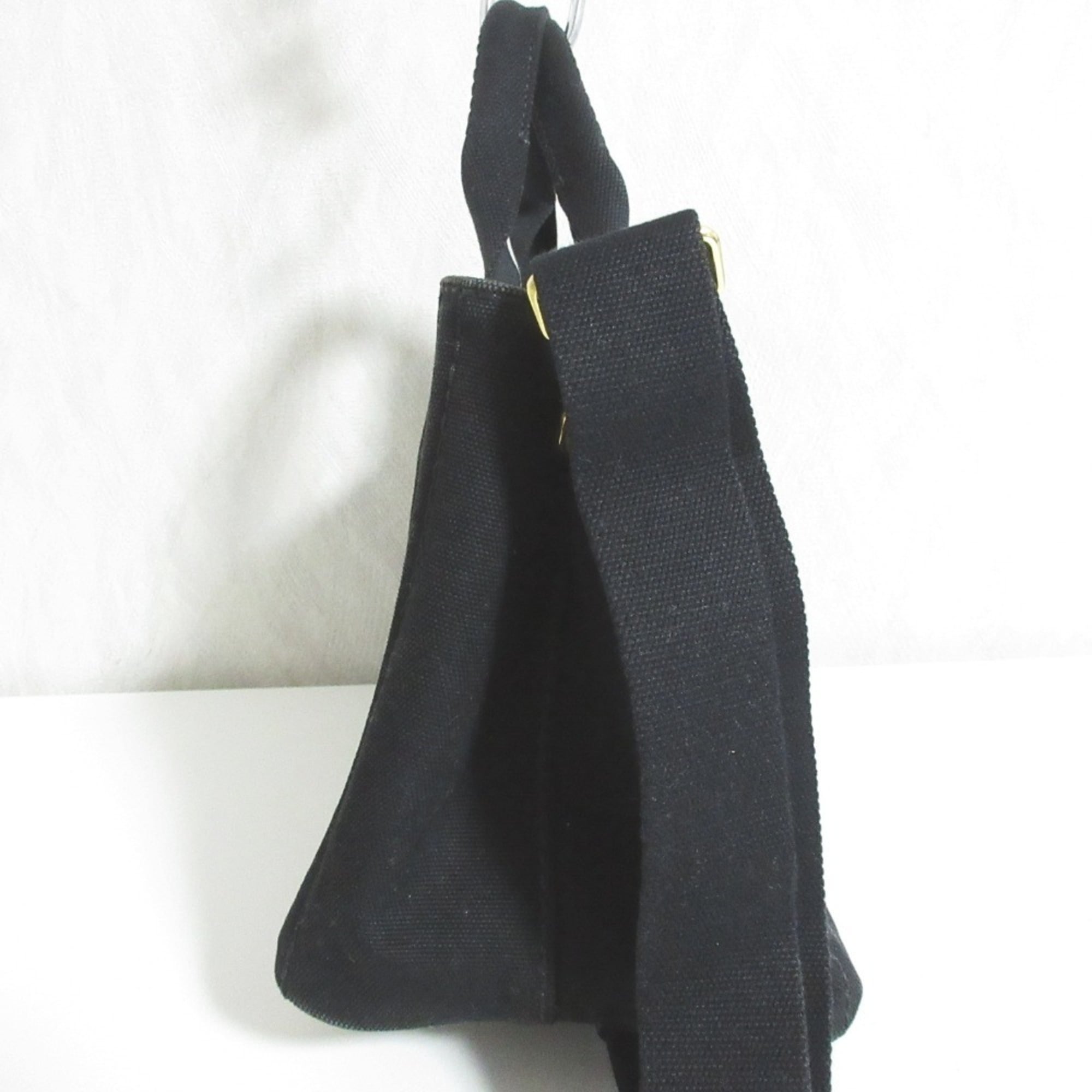 Prada Canapa Black Canvas Shoulder Bag Tote Bag (Pre-Owned)