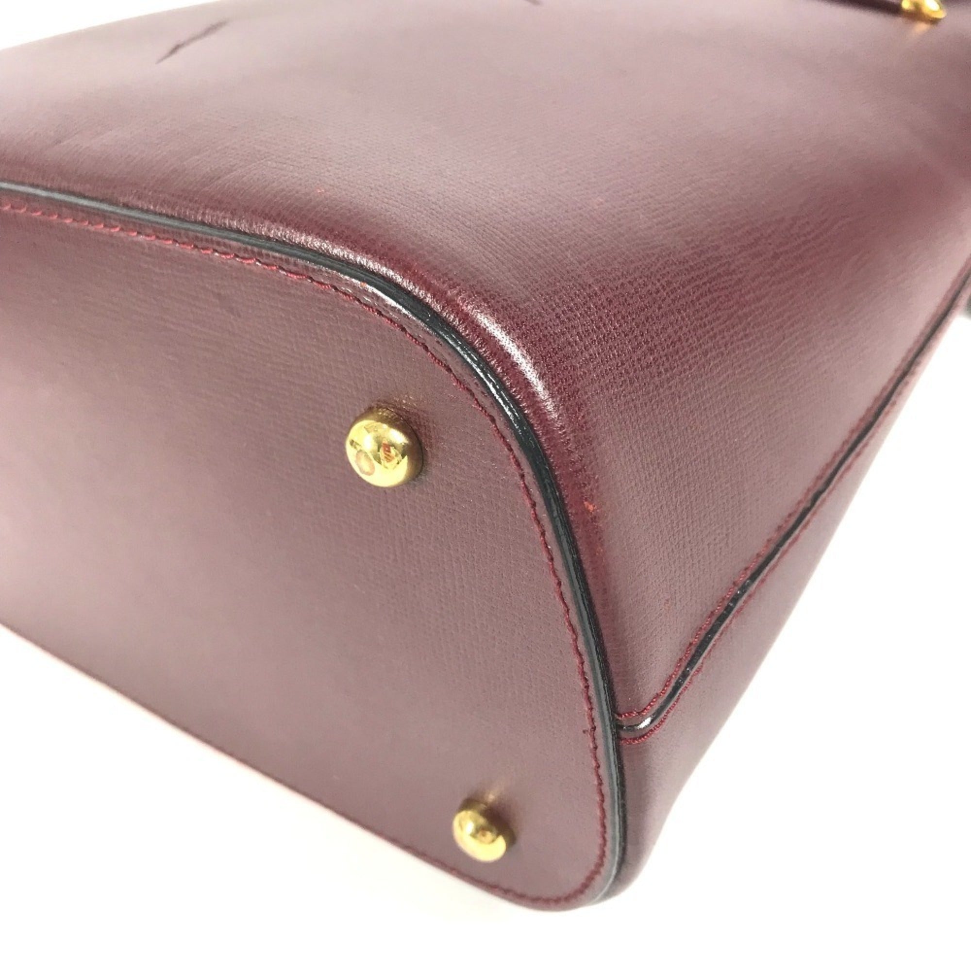 Cartier Bordeaux Leather Handbag Shoulder Bag Tote Bag (Pre-Owned)