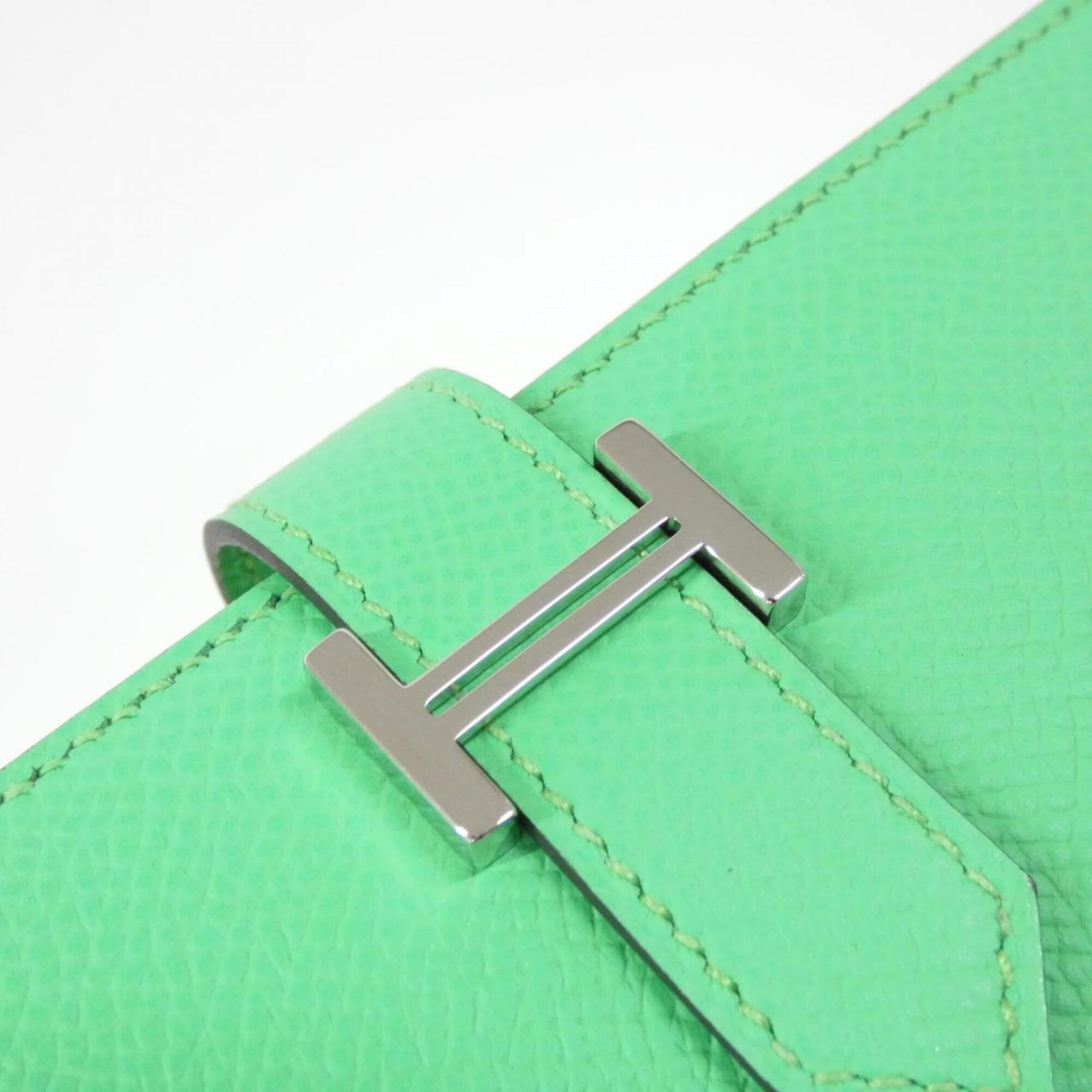 Hermes Green Epsom Leather Long Wallet (Bi-Fold) (Pre-Owned)