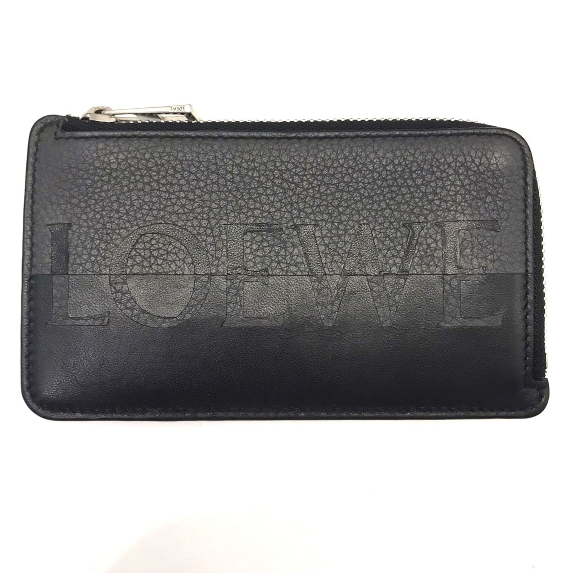 Loewe Black Gray Leather Coin Purse/Coin Case (Pre-Owned)
