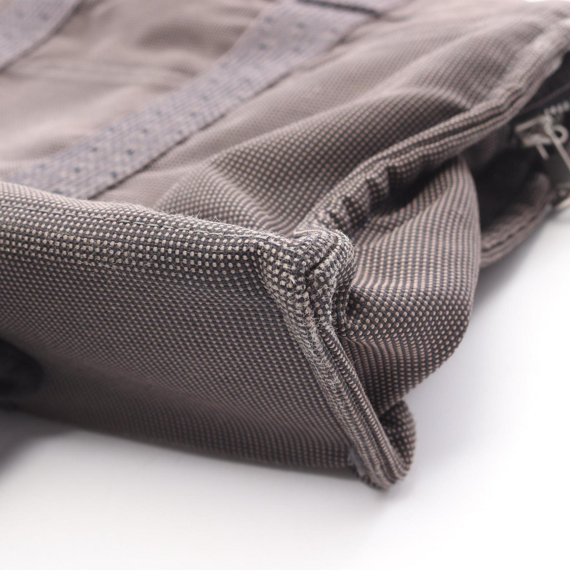 Hermes Gray Nylon Canvas Handbag Tote Bag (Pre-Owned)