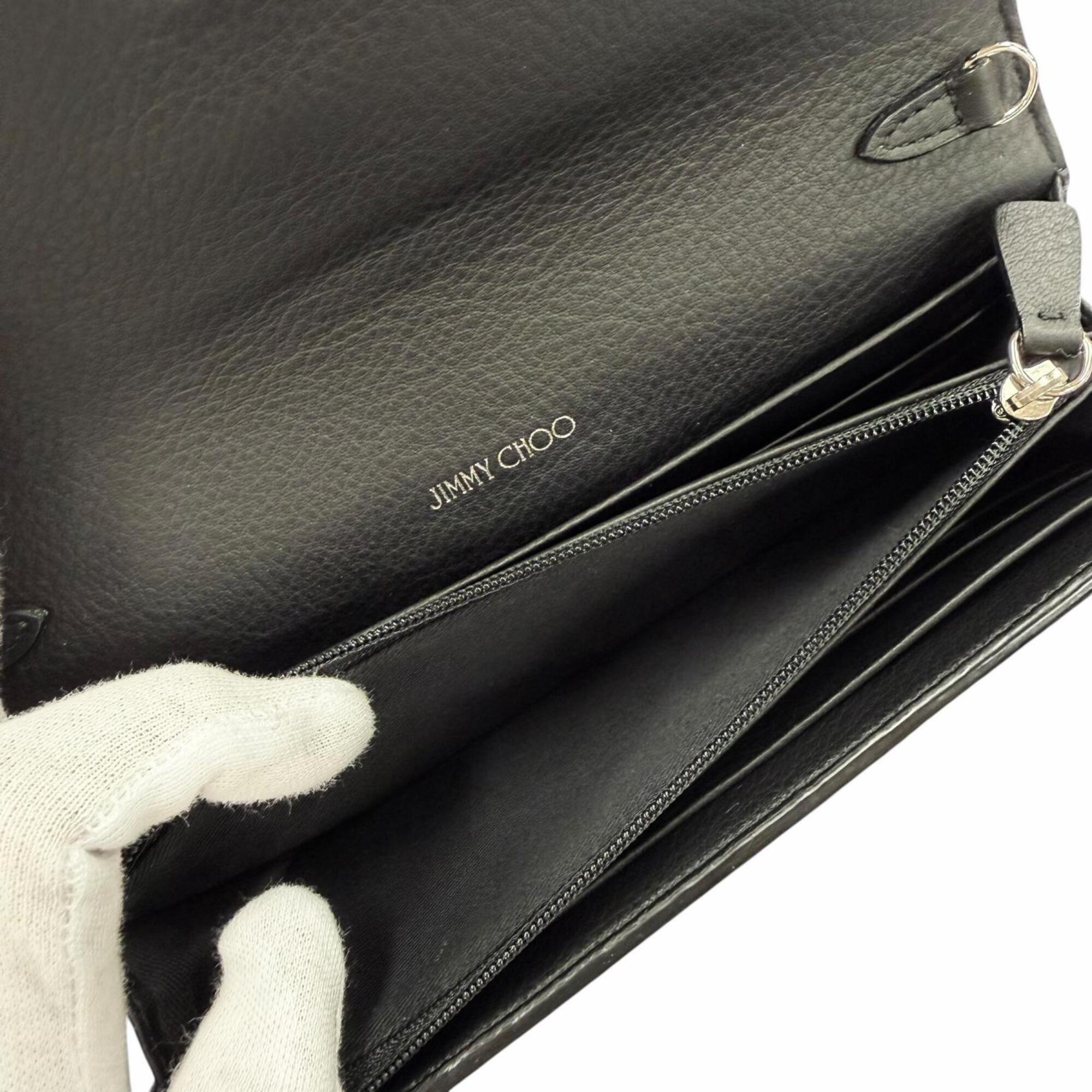 Jimmy Choo Black Leather Chain/Shoulder Wallet (Pre-Owned)