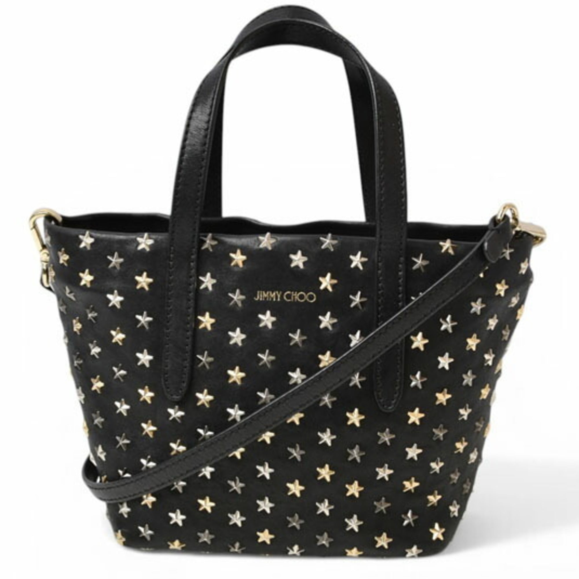 Jimmy Choo Black Leather Handbag Shoulder Bag (Pre-Owned)