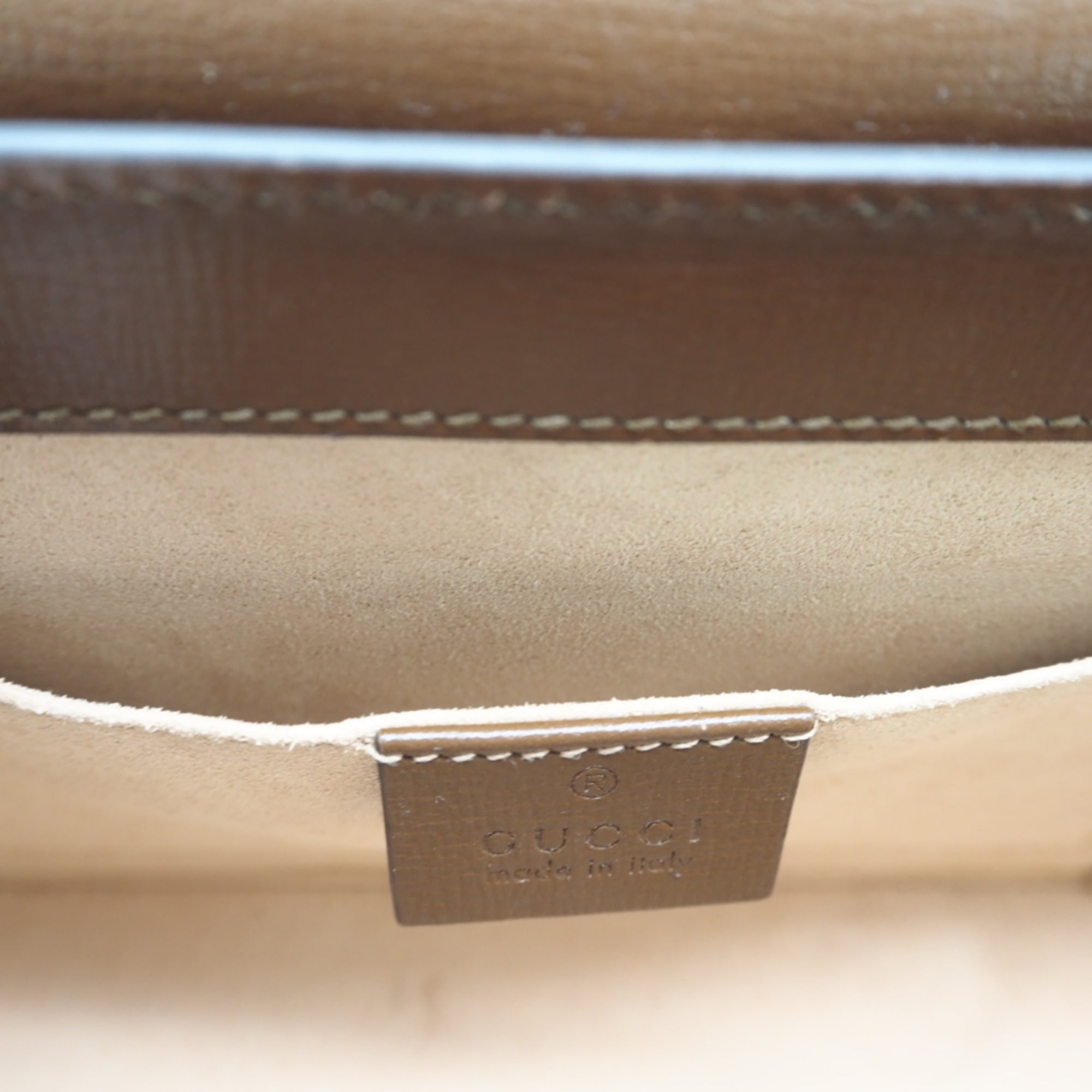 Gucci Beige Brown Red Color Coated Canvas Leather Shoulder Bag (Pre-Owned)