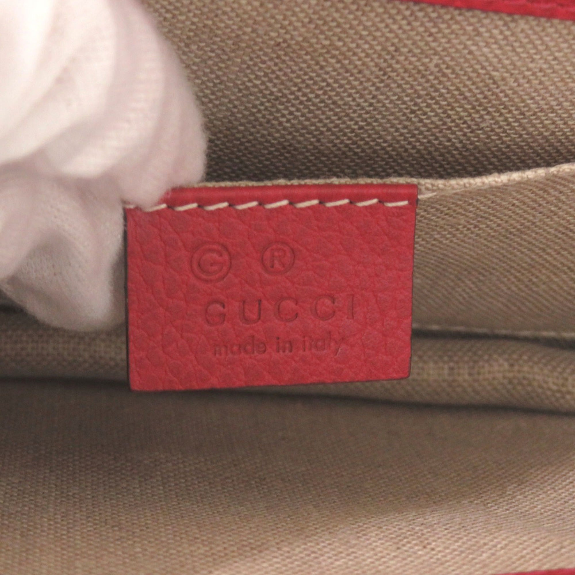 Gucci Red Color Leather Shoulder Bag (Pre-Owned)