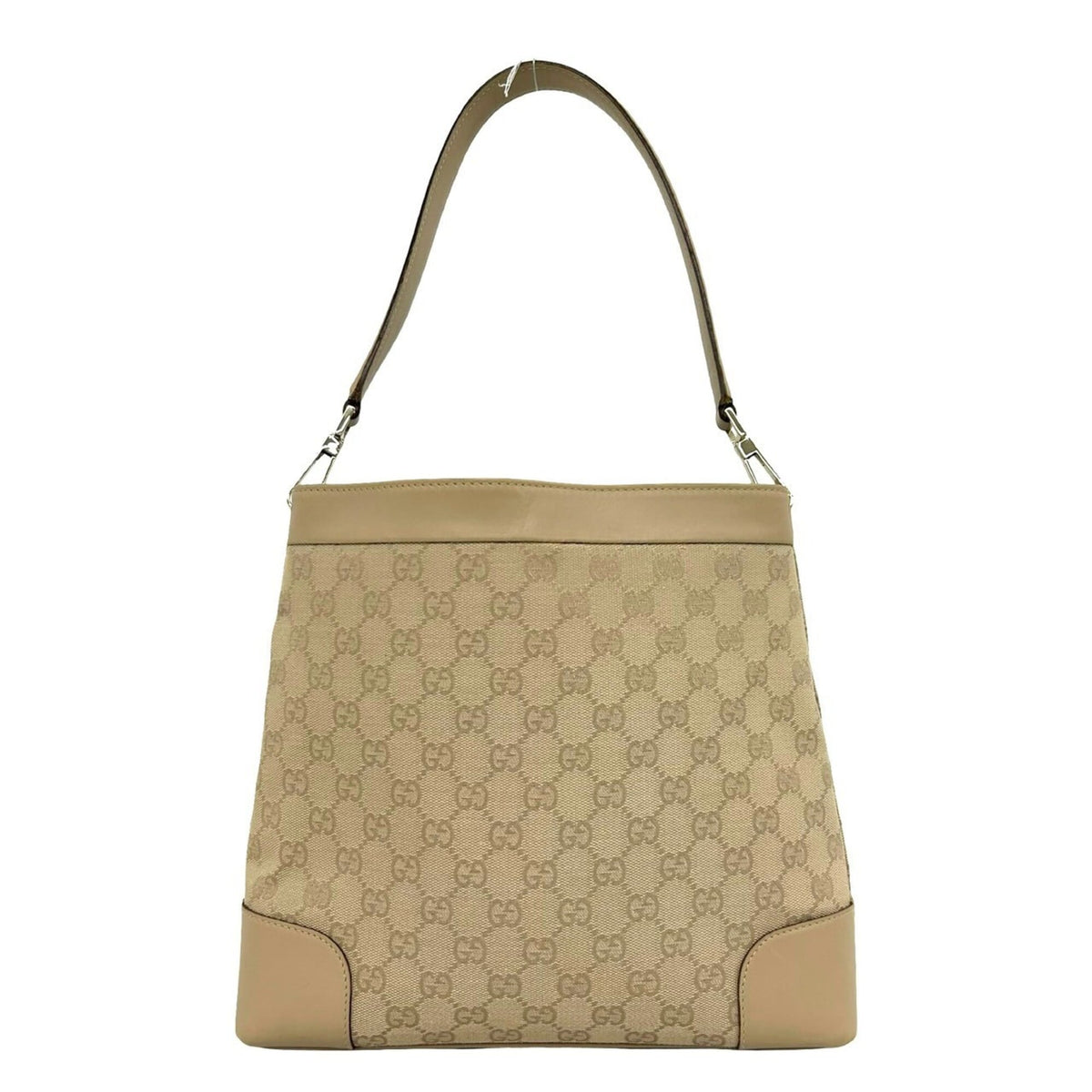 Gucci Beige Canvas Leather Handbag Shoulder Bag Tote Bag (Pre-Owned)